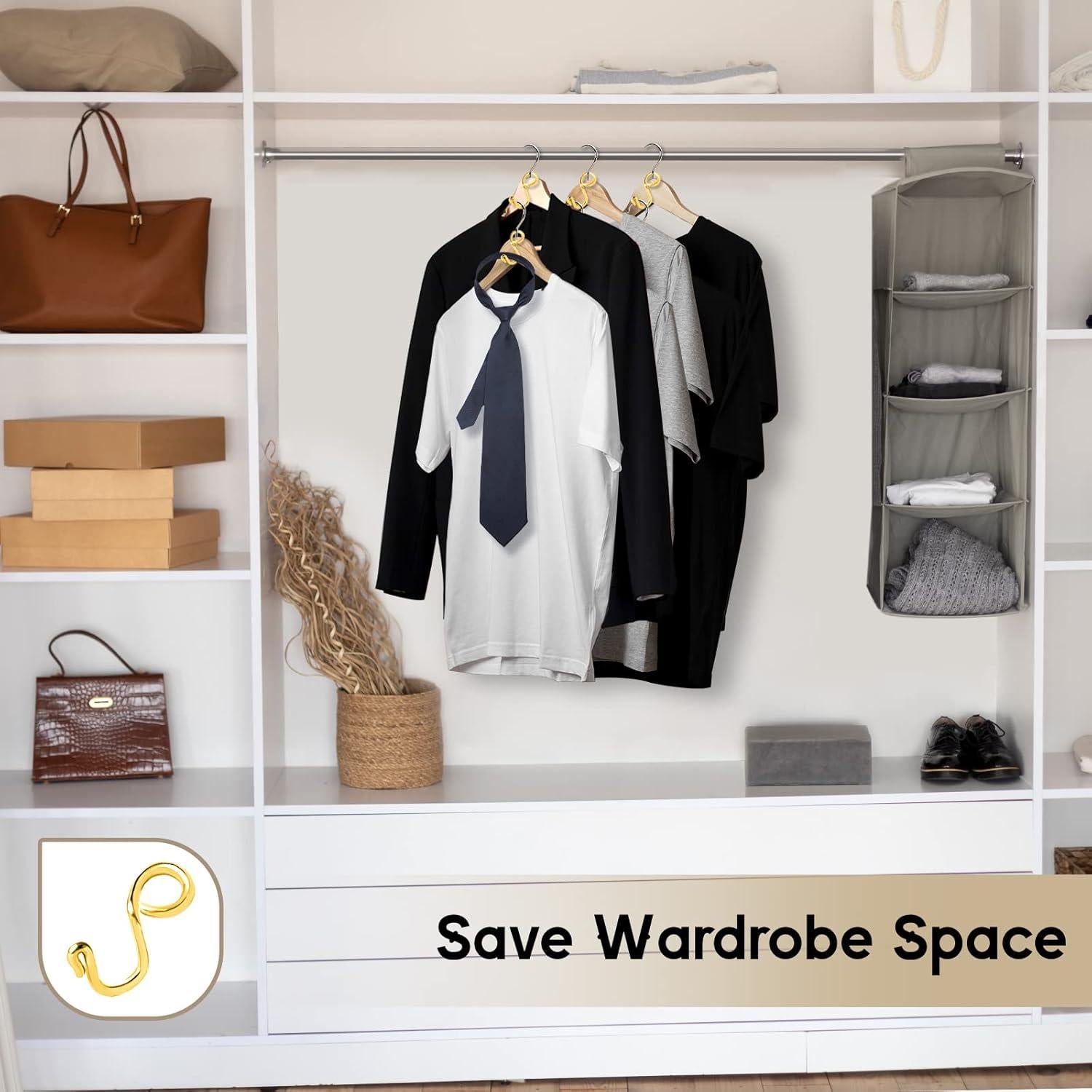 Ganchos Conectores para Perchas HolyMaji - 45 Piezas Doradas