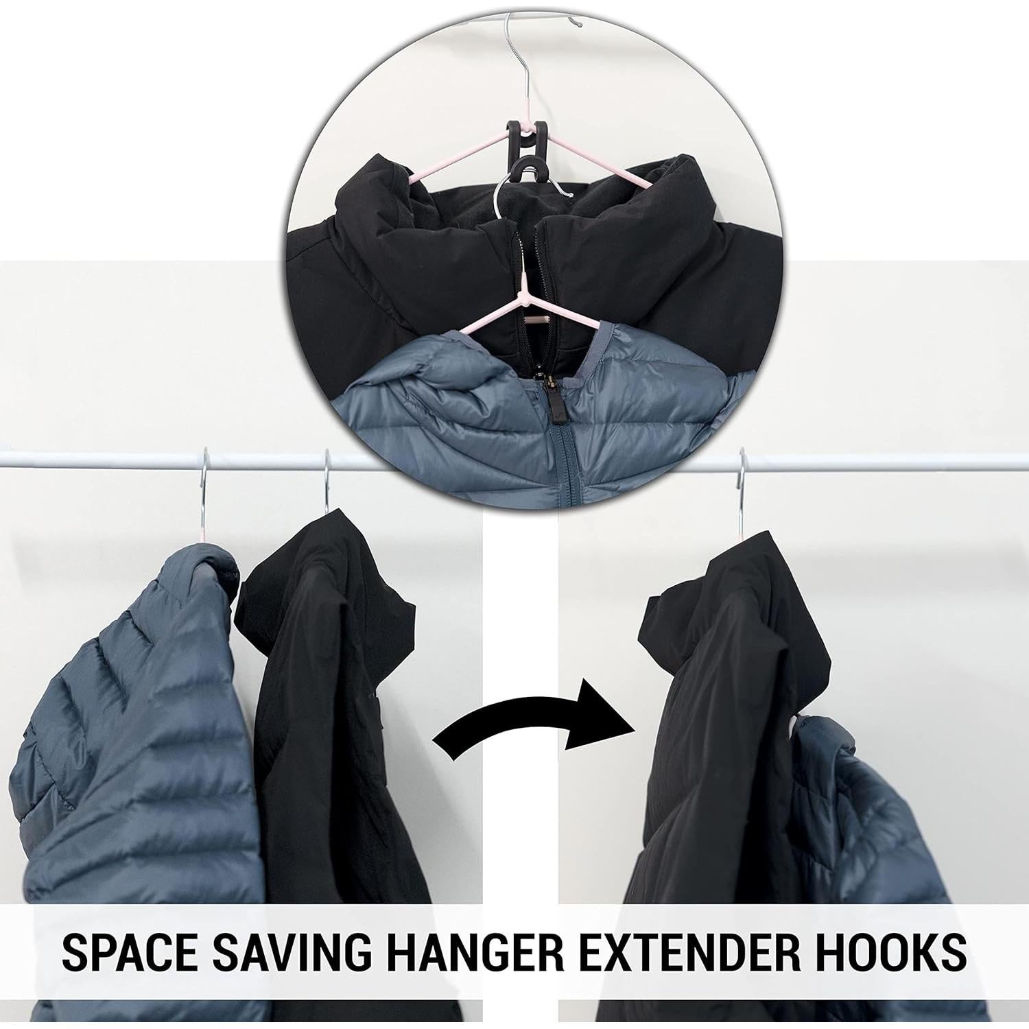 60 Ganchos Conectores en S IFAMIO para Perchas - Negro