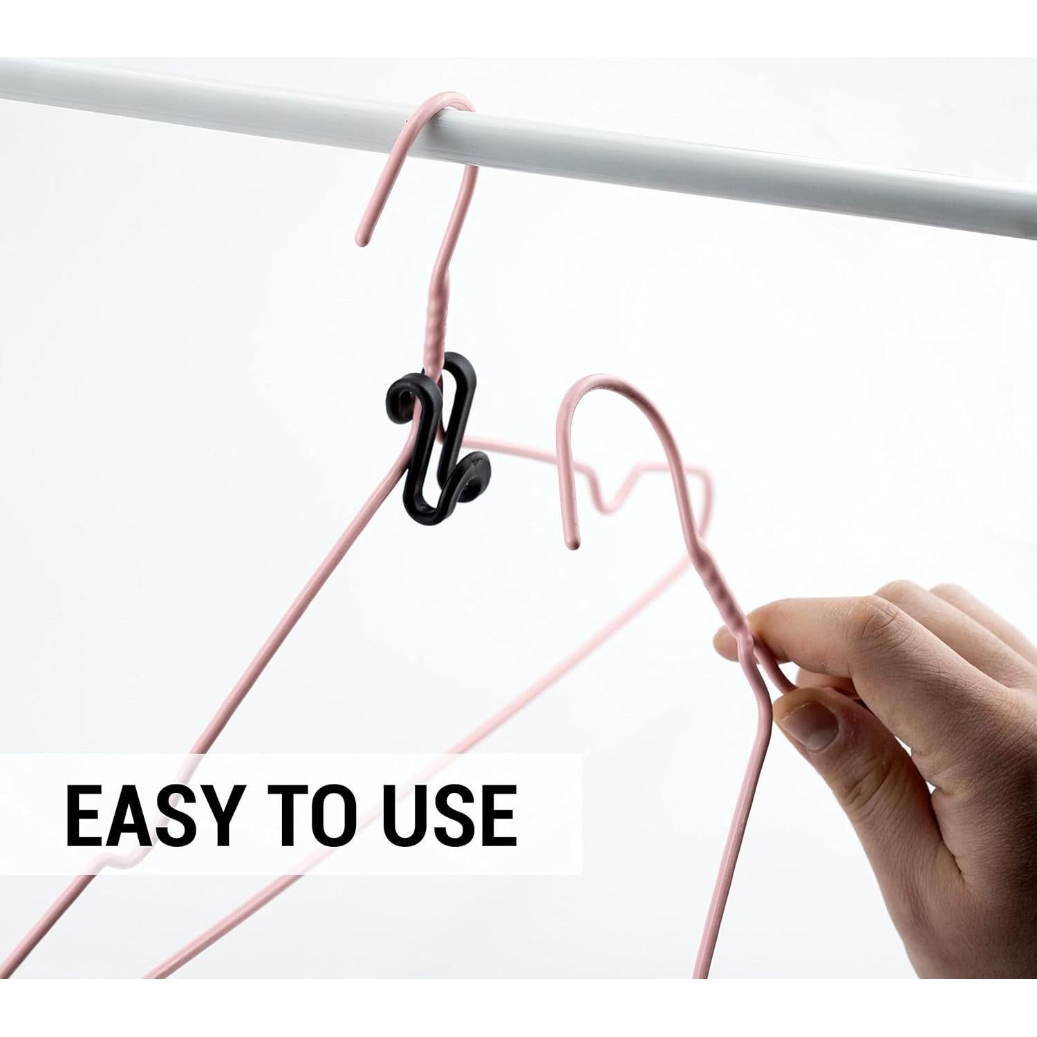 60 Ganchos Conectores en S IFAMIO para Perchas - Negro