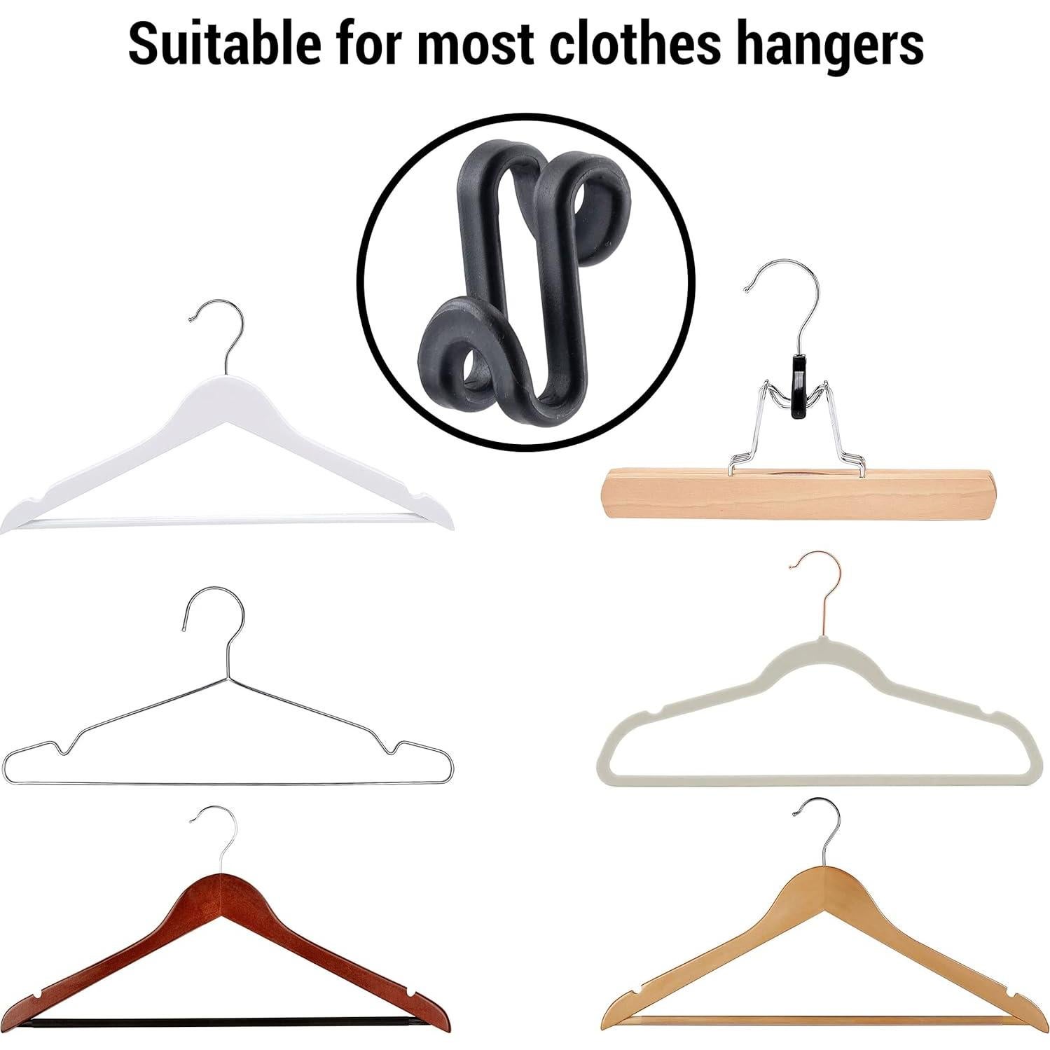 60 Ganchos Conectores en S IFAMIO para Perchas - Negro