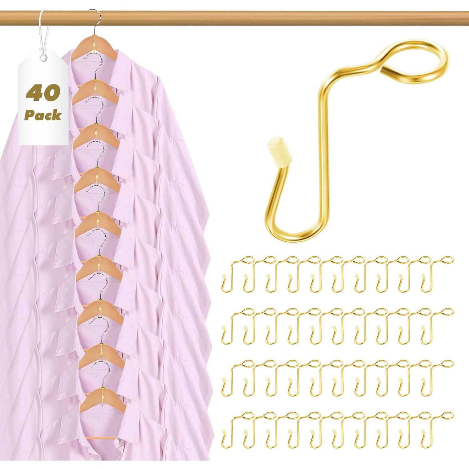 40 Ganchos Conectores de Percha Dorados CIATBYYJ Ahorra Espacio
