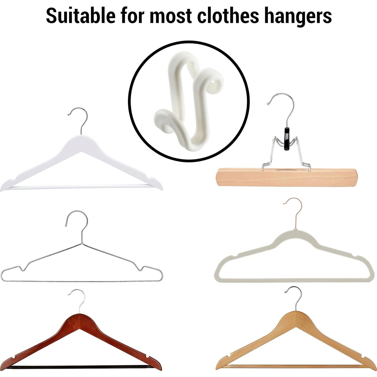 60 Ganchos Conectores en S IFAMIO para Perchas - Organizador Blanco