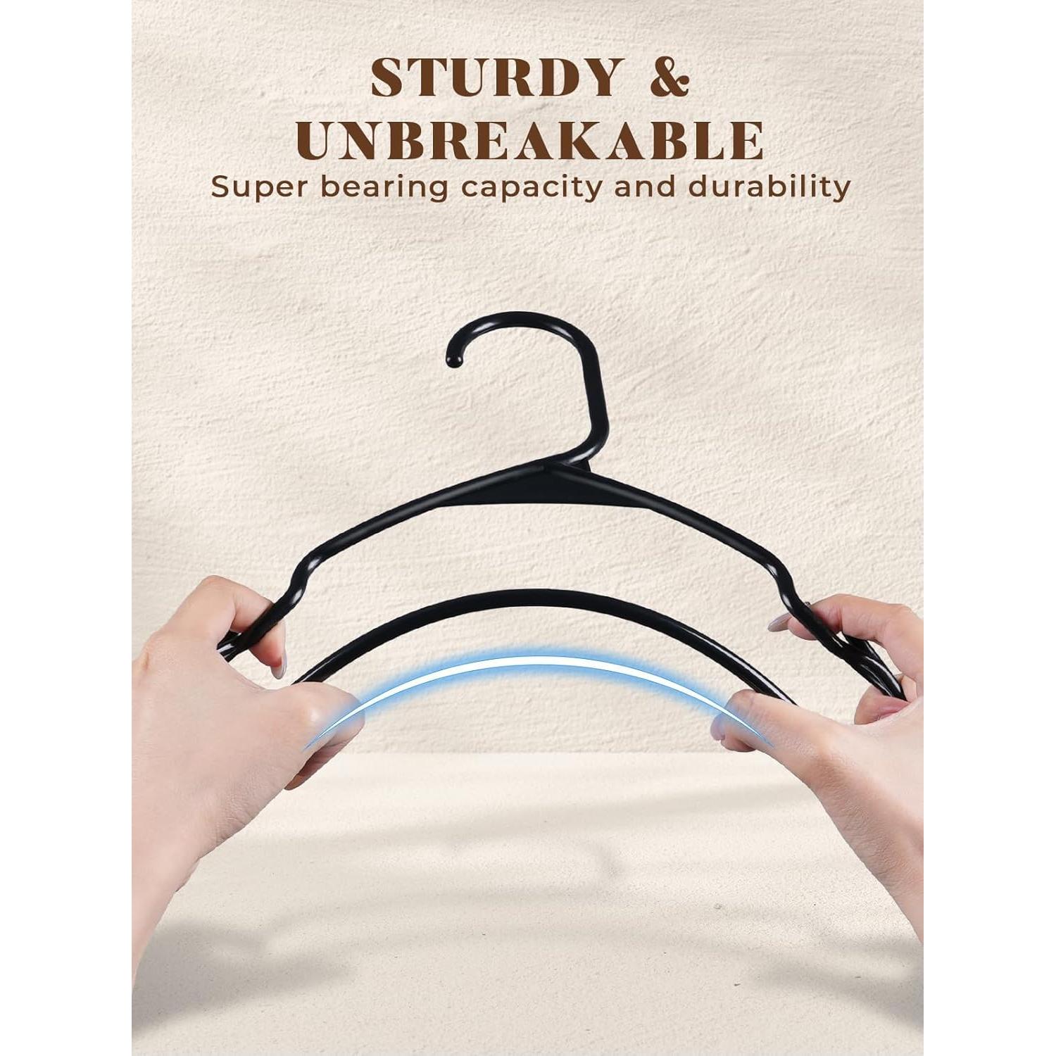 Perchas de Plástico HOUSE DAY Negras 50 Unidades Antideslizantes