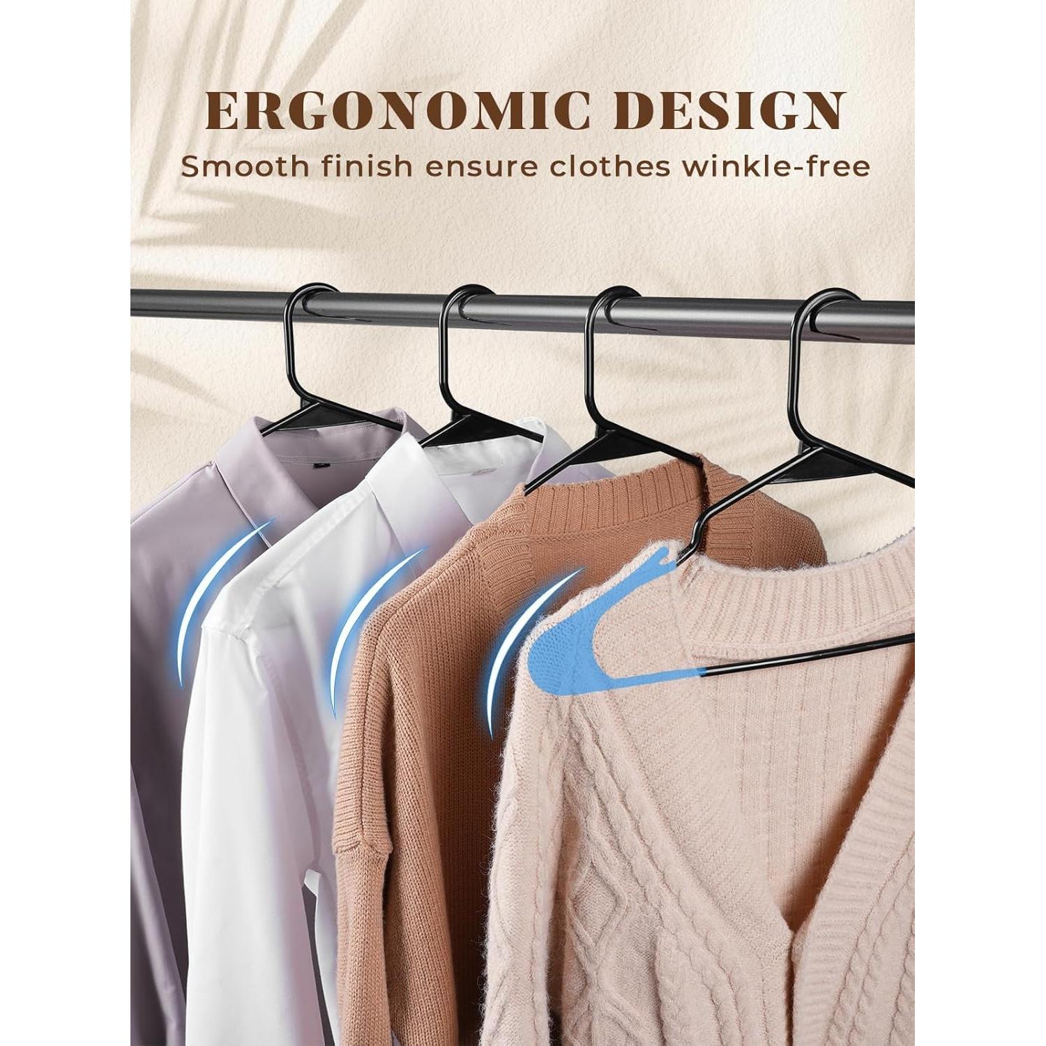 Perchas de Plástico HOUSE DAY Negras 50 Unidades Antideslizantes