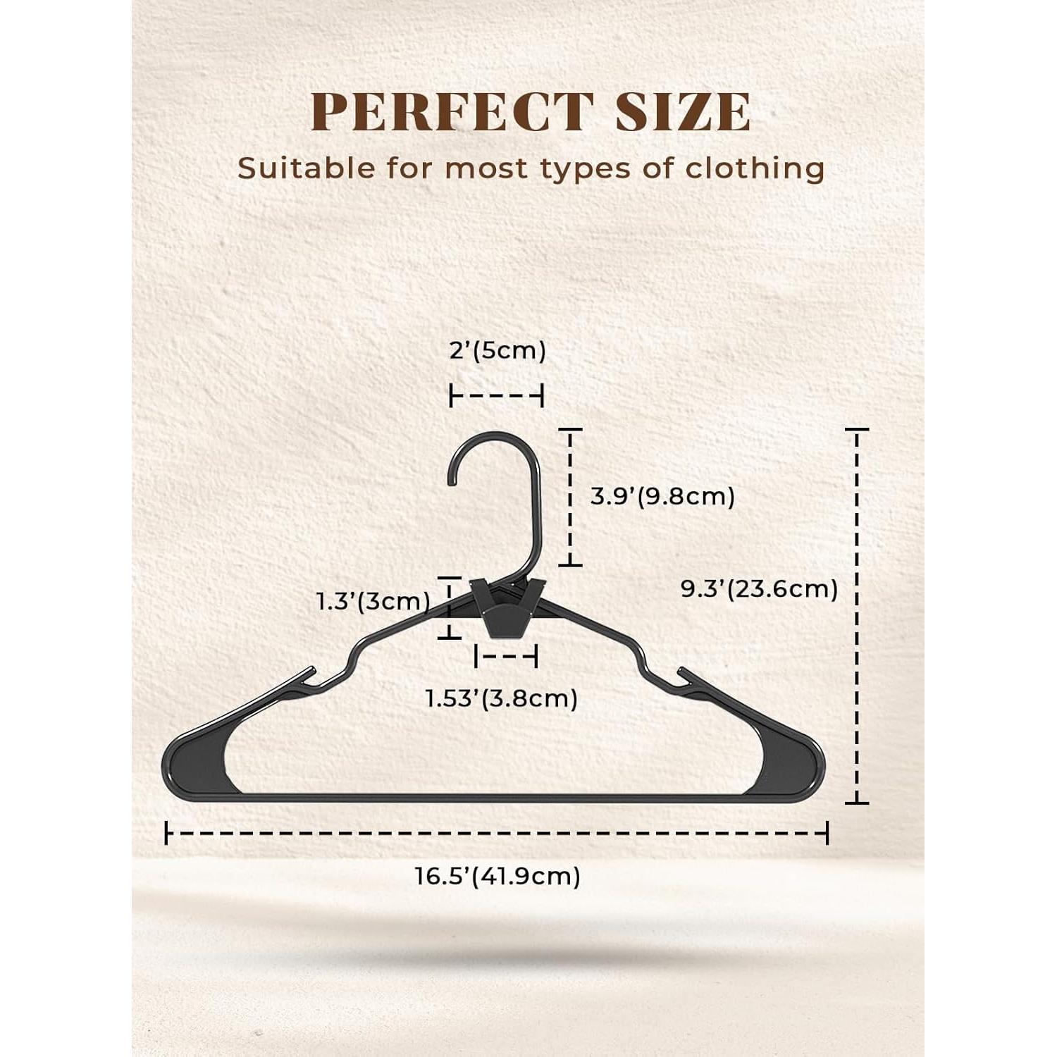 Perchas de Plástico HOUSE DAY Negras 50 Unidades Antideslizantes