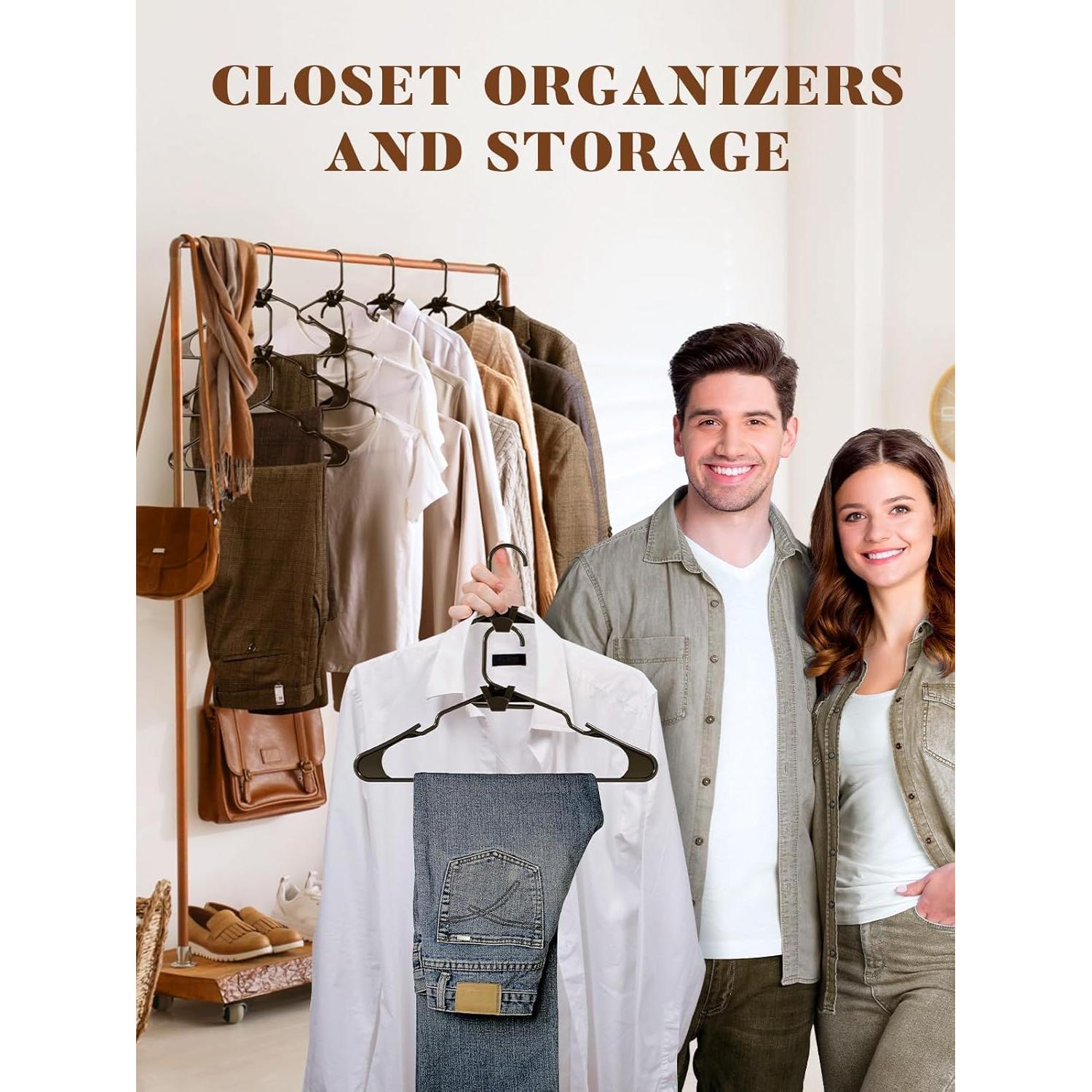 Perchas de Plástico HOUSE DAY Negras 50 Unidades Antideslizantes