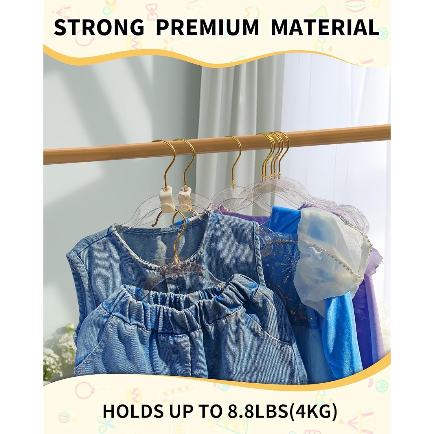 Perchas para Niños HGYZE 50pcs Transparentes con Ganchos