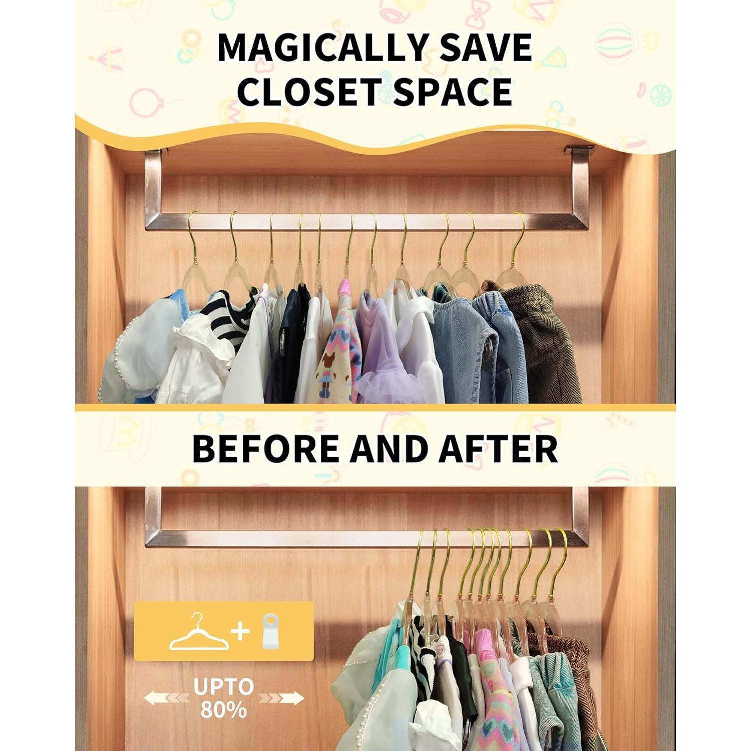 Perchas para Niños HGYZE 50pcs Transparentes con Ganchos