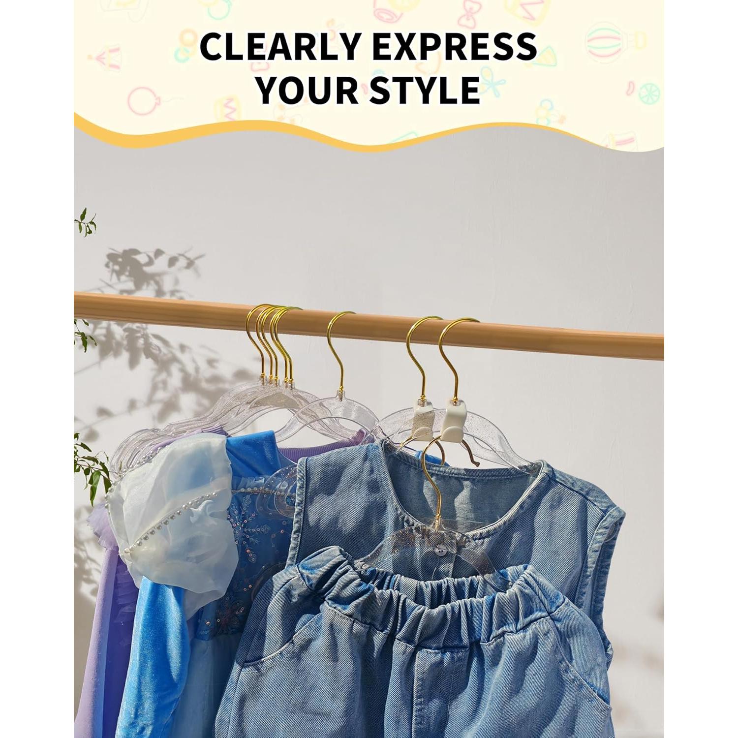 Perchas para Niños HGYZE 50pcs Transparentes con Ganchos