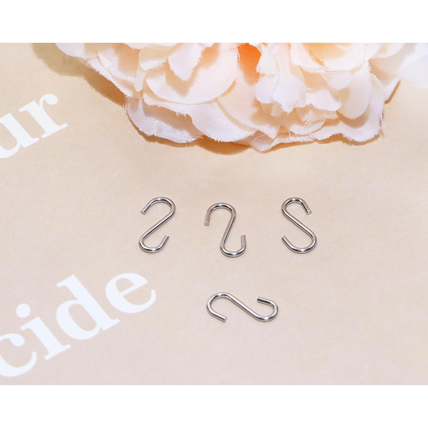 Ganchos en S mini de acero inoxidable Shapenty 1.4x0.6cm 100PCS