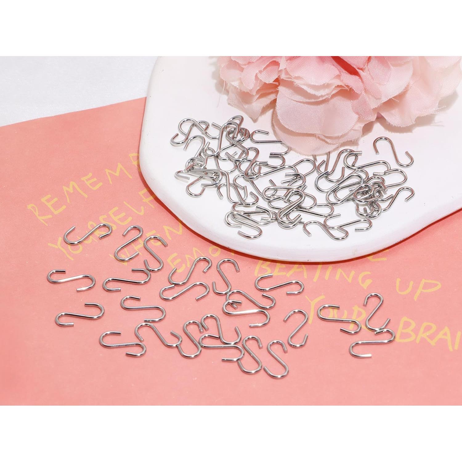 Ganchos en S mini de acero inoxidable Shapenty 1.4x0.6cm 100PCS
