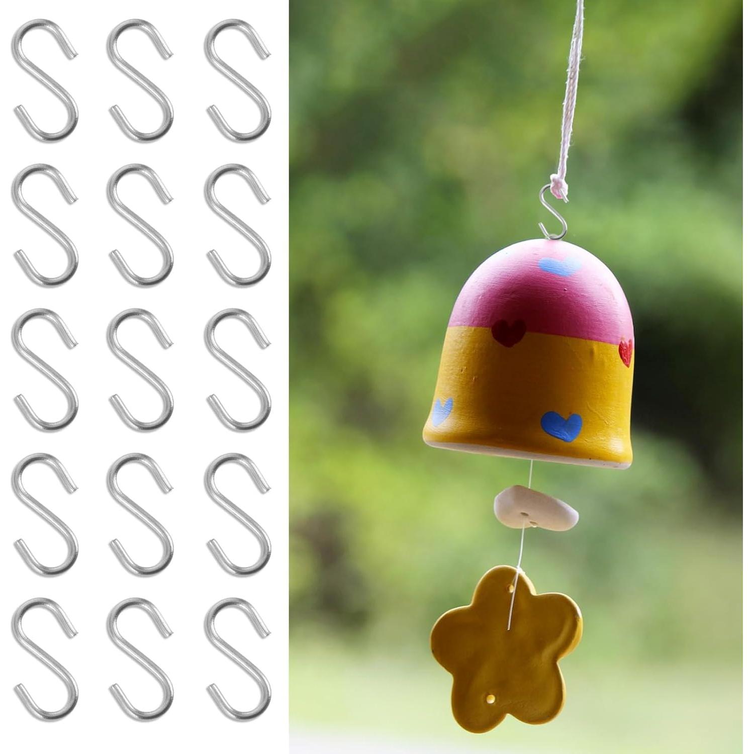 100 Ganchos en S Mini Molain de Acero Inoxidable Plata 1.4 cm