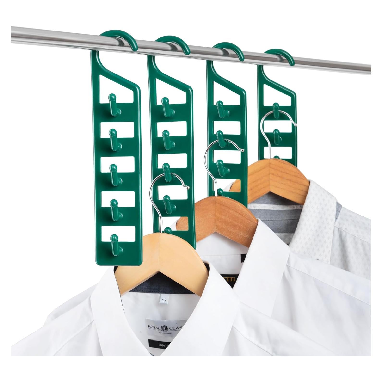 Perchas Ahorradoras de Espacio CraftyCrocodile - 4 Piezas Verde