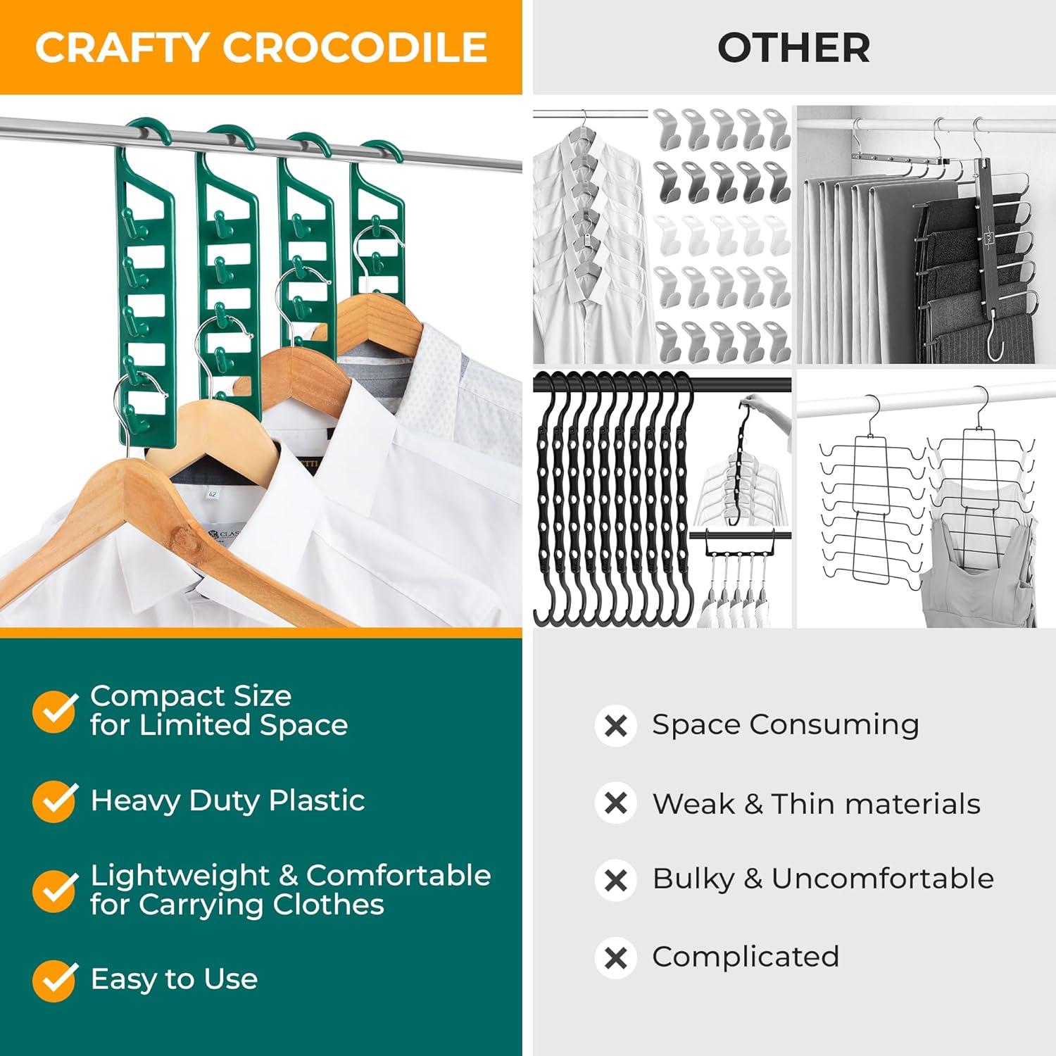 Perchas Ahorradoras de Espacio CraftyCrocodile - 4 Piezas Verde