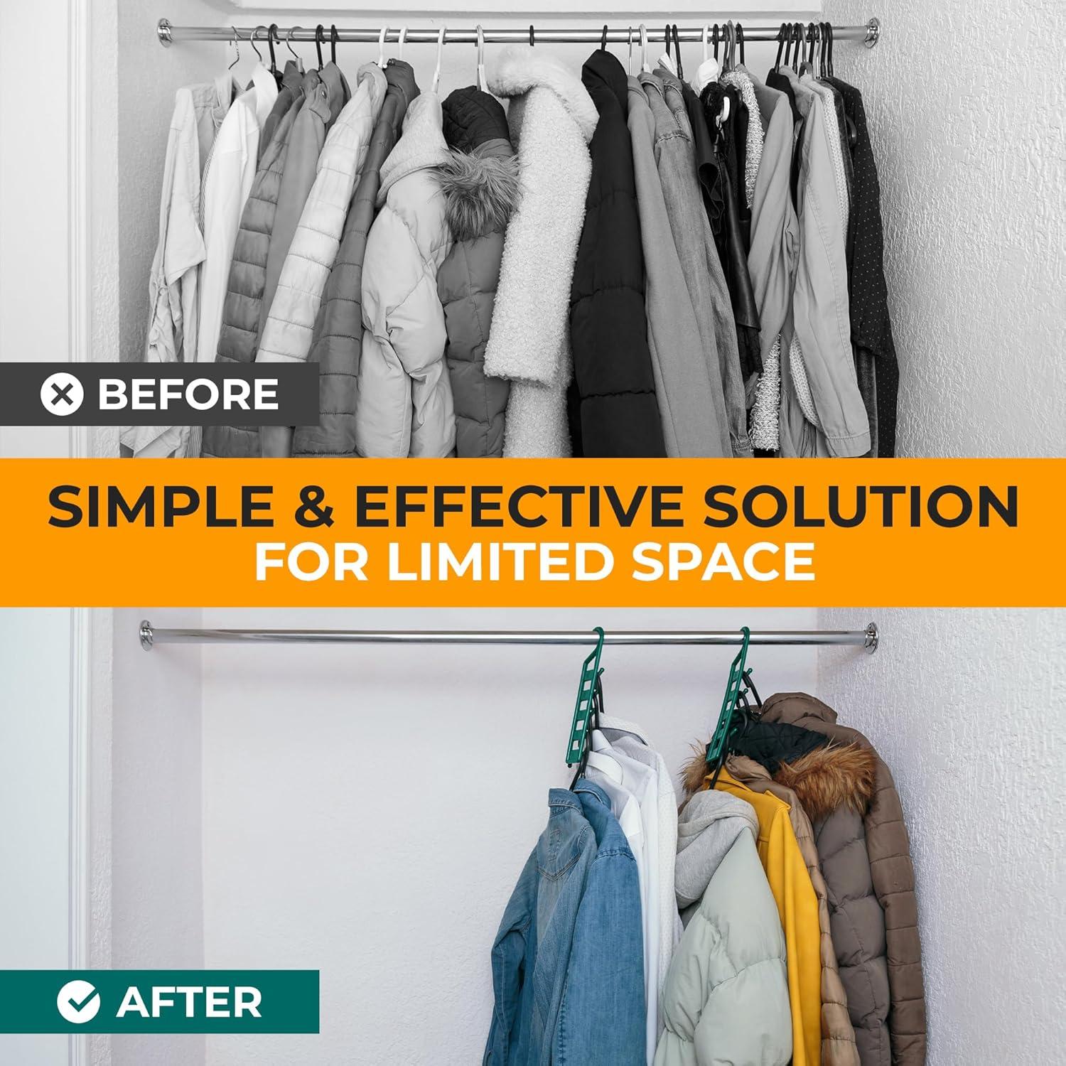 Perchas Ahorradoras de Espacio CraftyCrocodile - 4 Piezas Verde