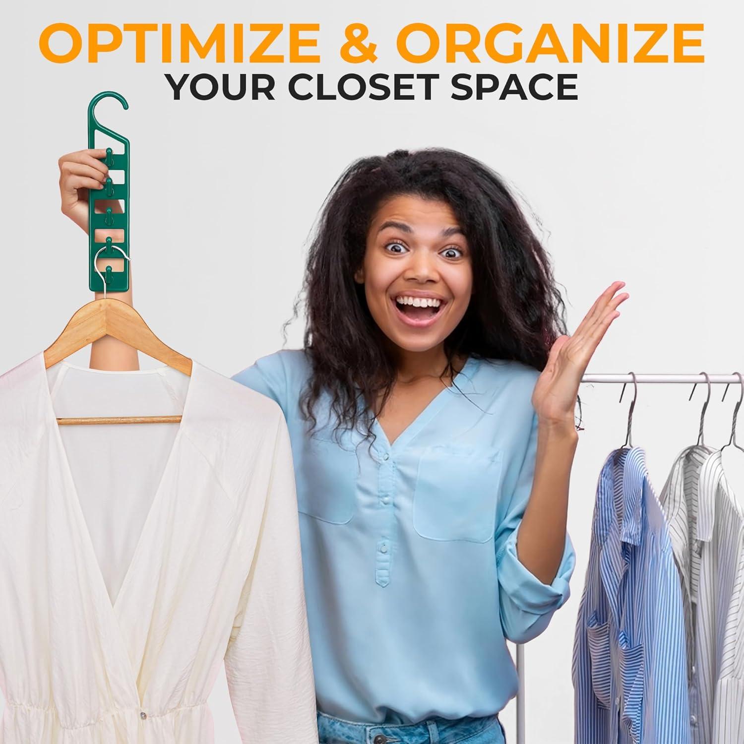 Perchas Ahorradoras de Espacio CraftyCrocodile - 4 Piezas Verde