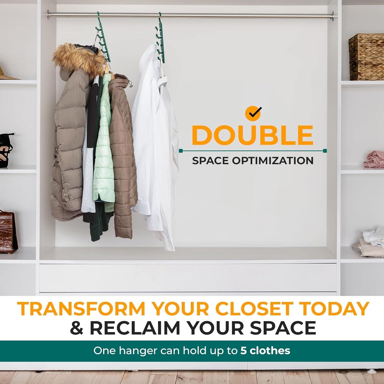 Perchas Ahorradoras de Espacio CraftyCrocodile - 4 Piezas Verde