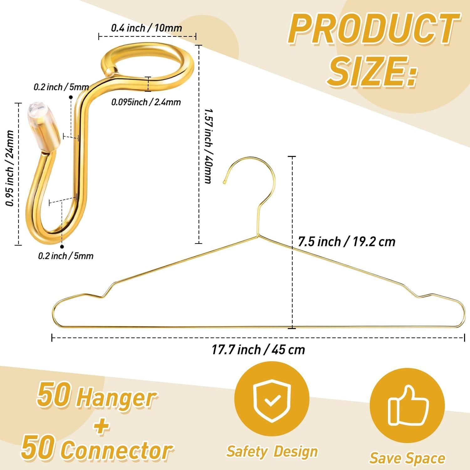 Set de 100 Perchas Doradas Wesiti Ahorra Espacio 45 cm