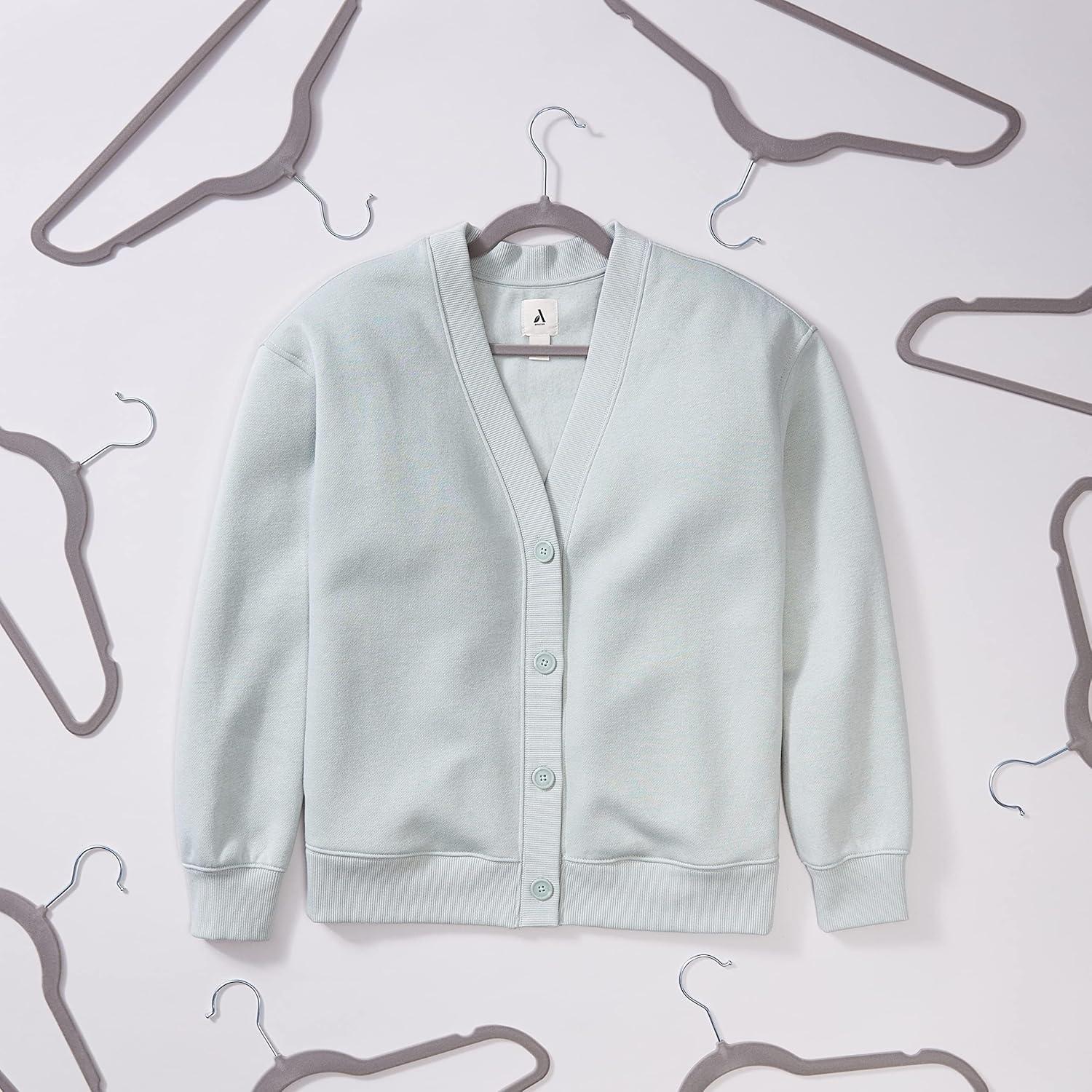 Perchas Antideslizantes Amazon Basics Terciopelo Gris Plata 50 Unidades