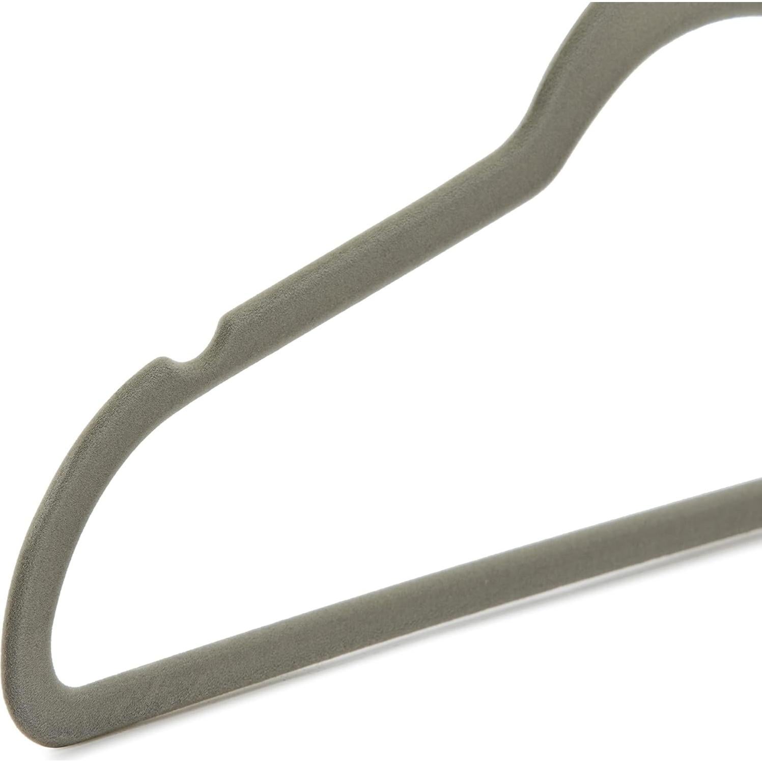 Perchas Antideslizantes Amazon Basics Terciopelo Gris Plata 50 Unidades