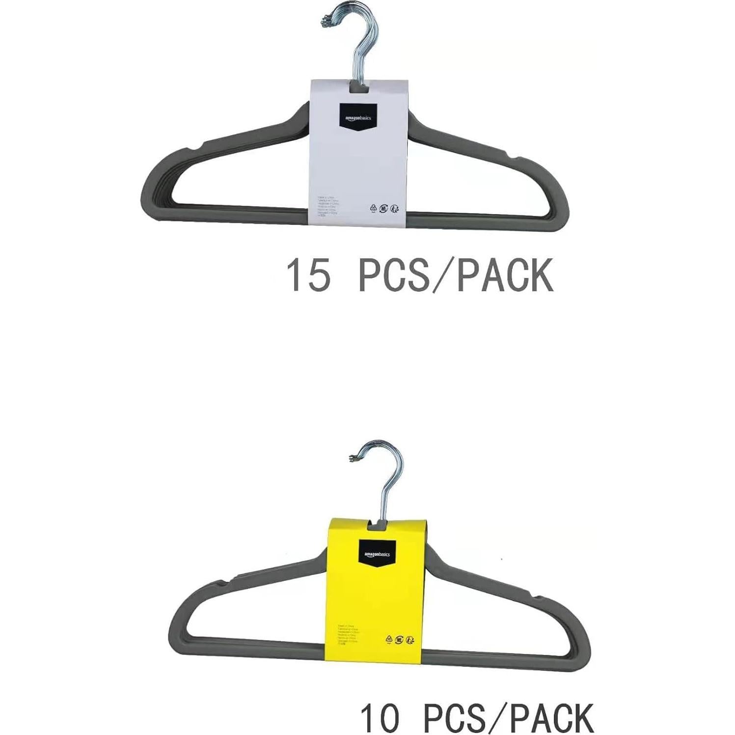 Perchas Antideslizantes Amazon Basics Terciopelo Gris Plata 50 Unidades