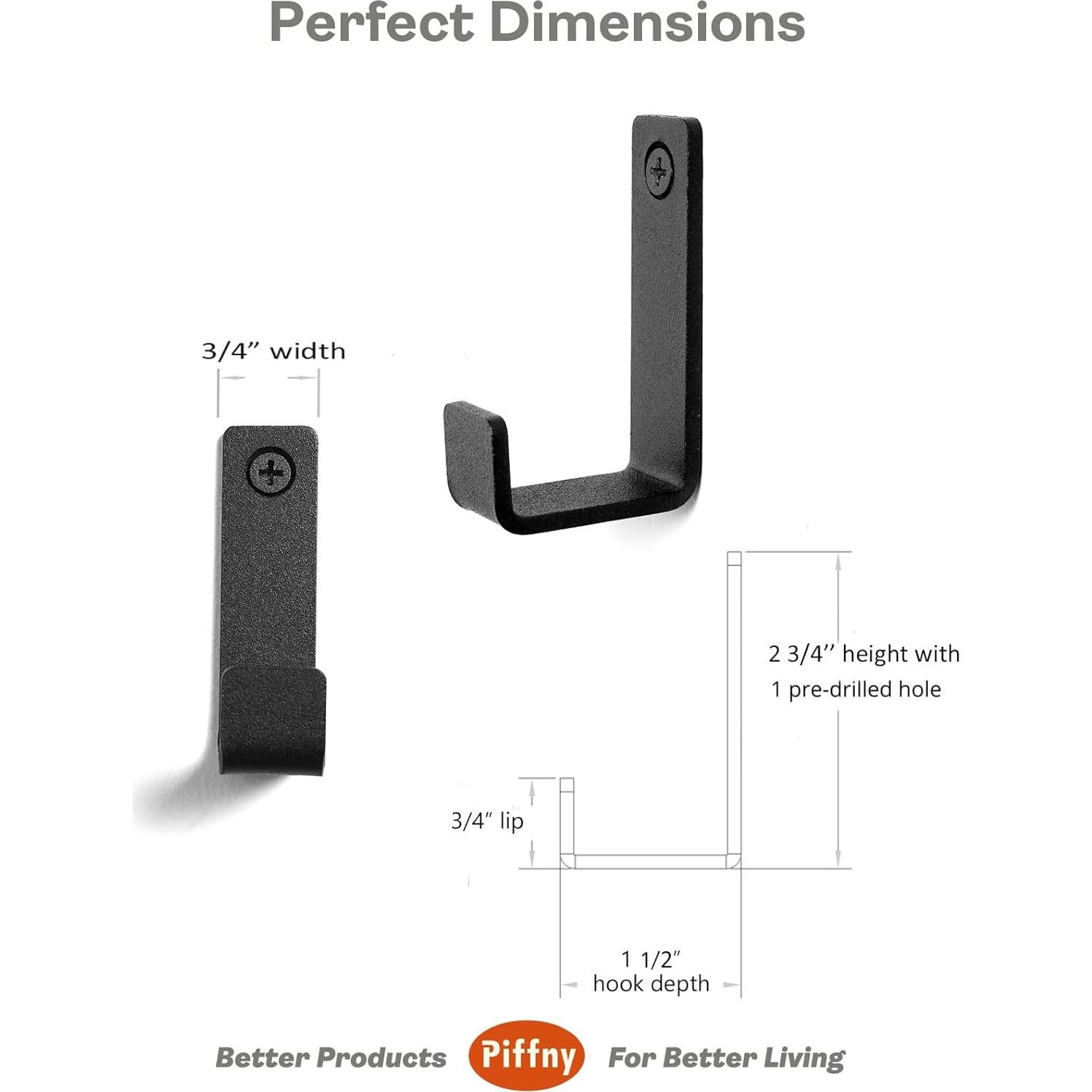 6 Ganchos de Pared de Acero Piffny Alta Resistencia Niquelado