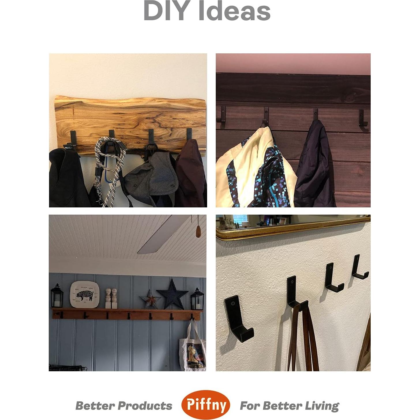 6 Ganchos de Pared de Acero Piffny Alta Resistencia Niquelado