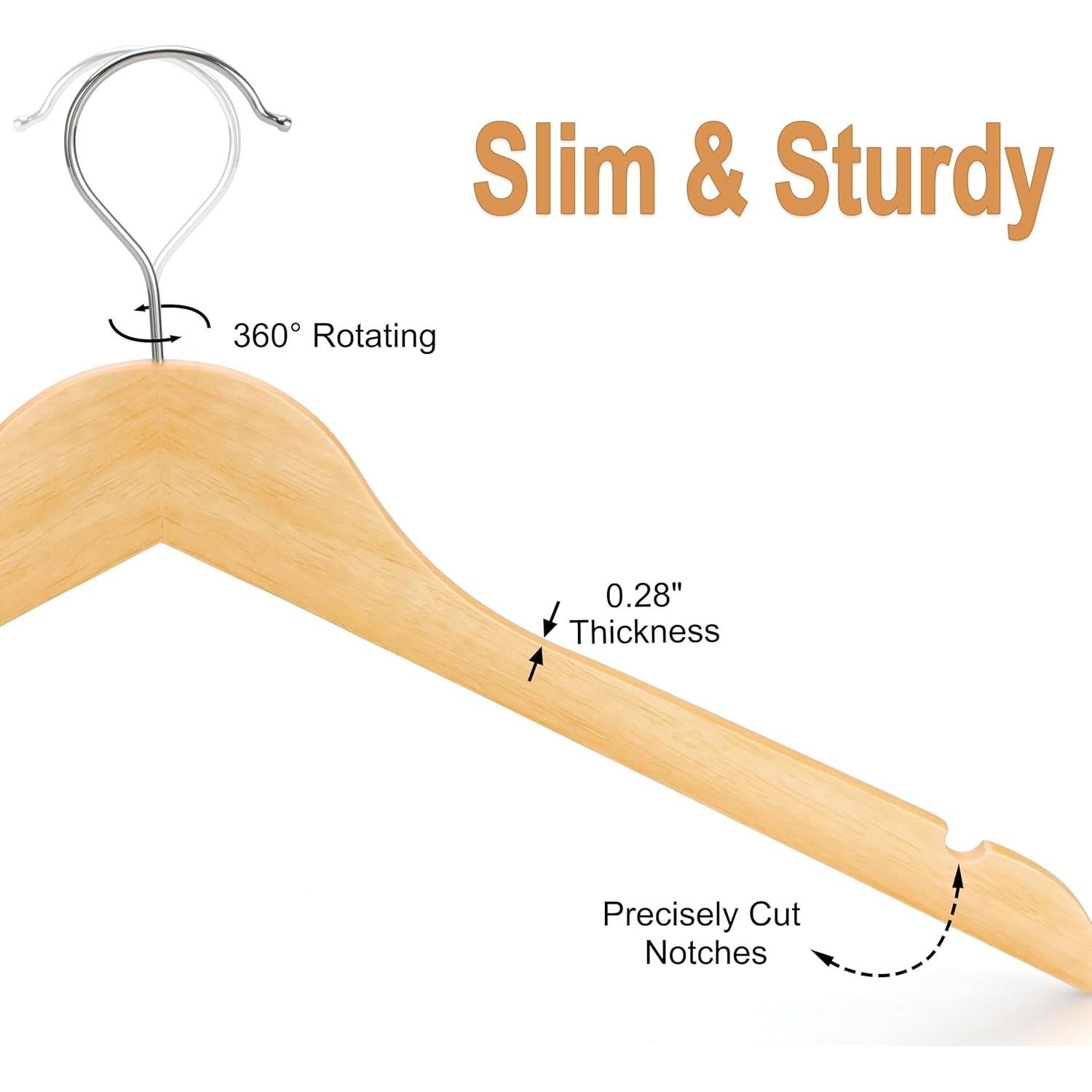 Perchas de Madera TOPIA HANGER 30 Unidades 0.71 cm Delgadas