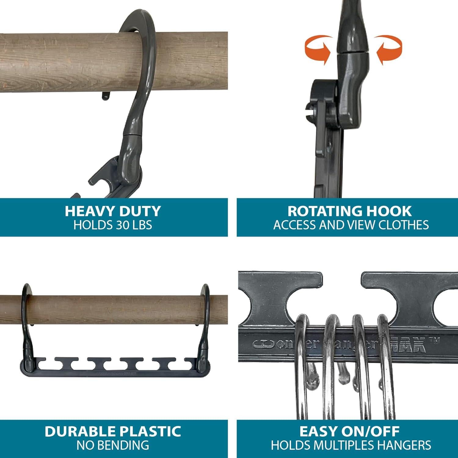 Wonder Hanger Max - Paquete de 10 Perchas Ahorra Espacio Gris