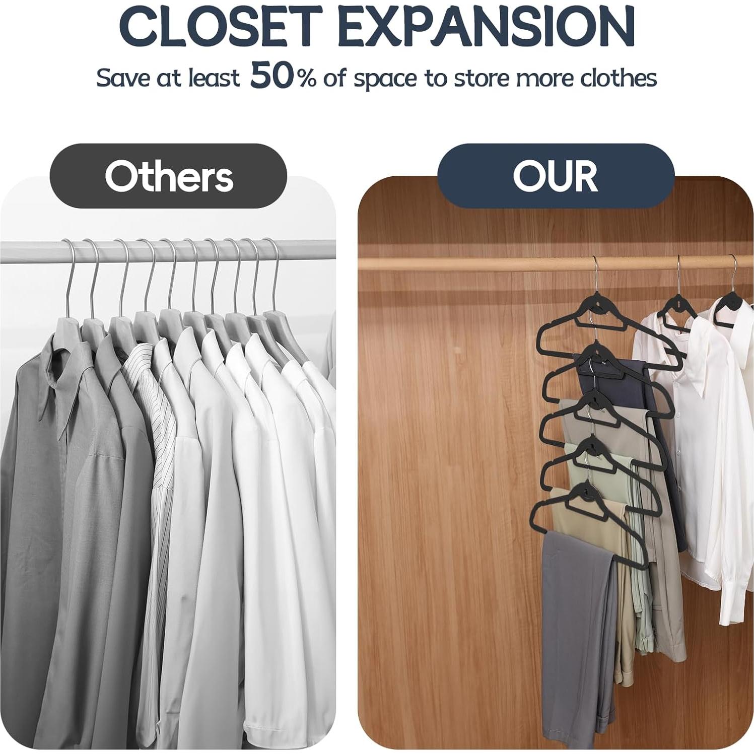 Perchas Apilables Fotoumgl 50 Pack Terciopelo Negro Antideslizante