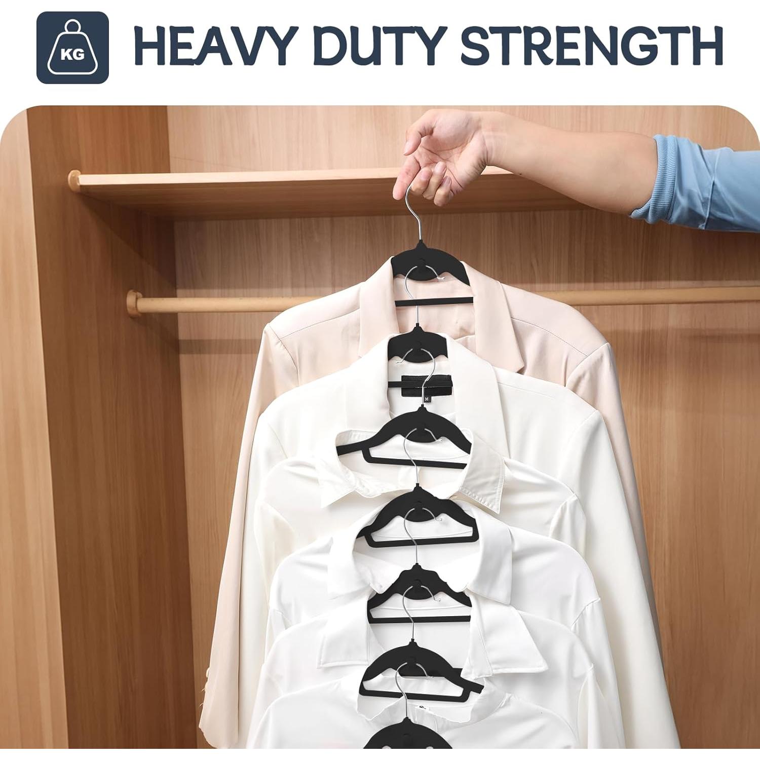 Perchas Apilables Fotoumgl 50 Pack Terciopelo Negro Antideslizante