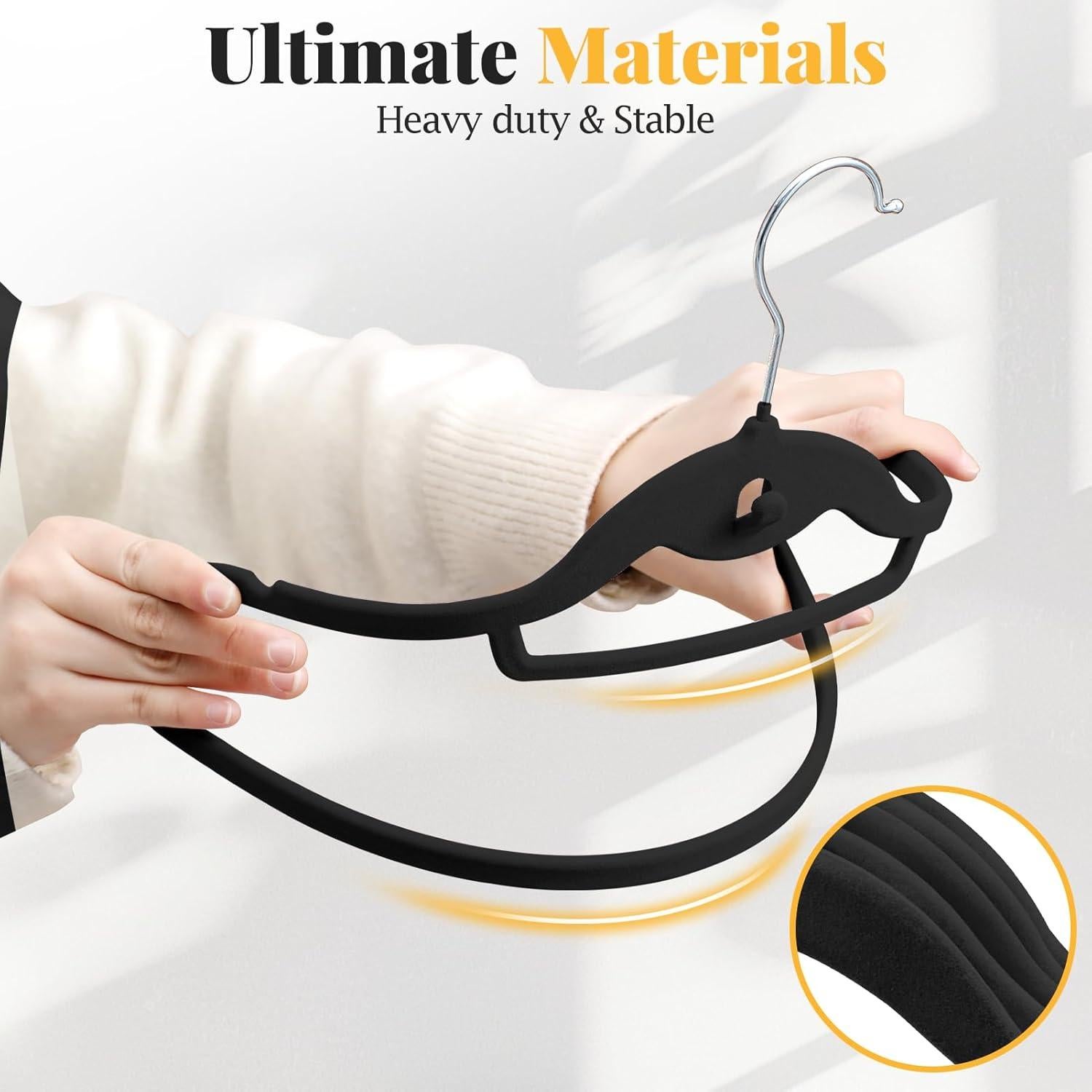 Perchas de Terciopelo Antideslizantes UEAKPIC 50 Pcs Negras