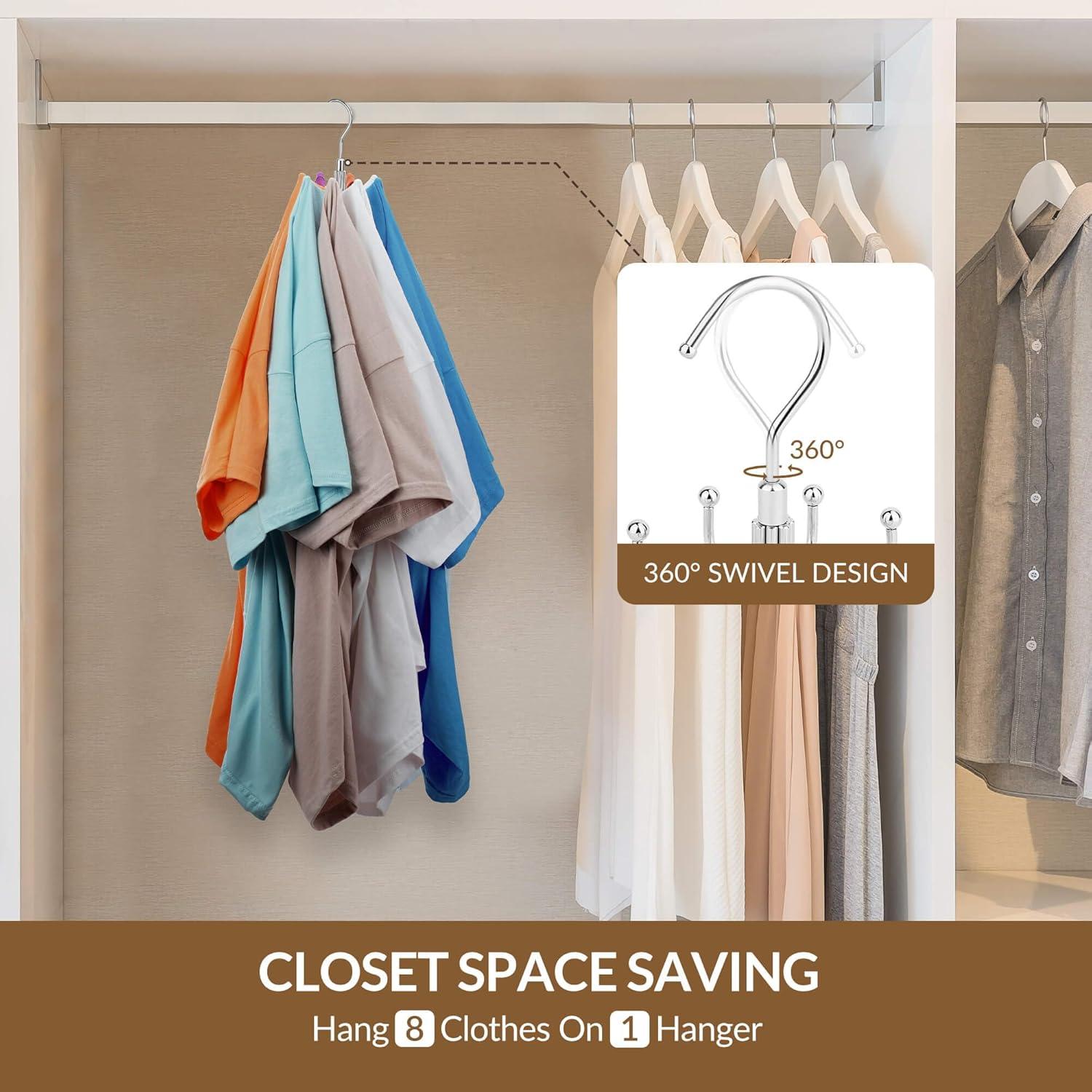 Perchas Ahorra Espacio ZEDODIER 2 Paquete Metal Plata 16 Ganchos