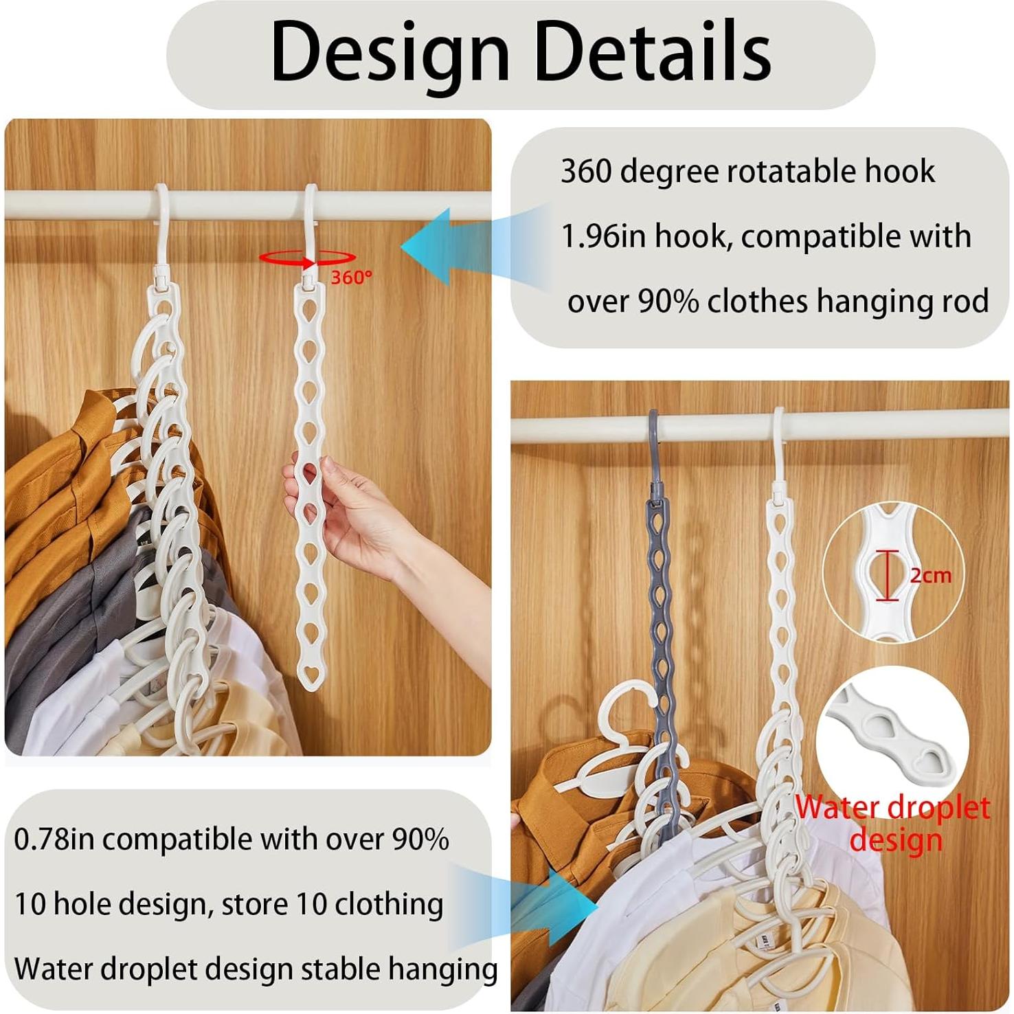 Percha Ahorra Espacio UGWKivd Vertical 10 Agujeros Antideslizante