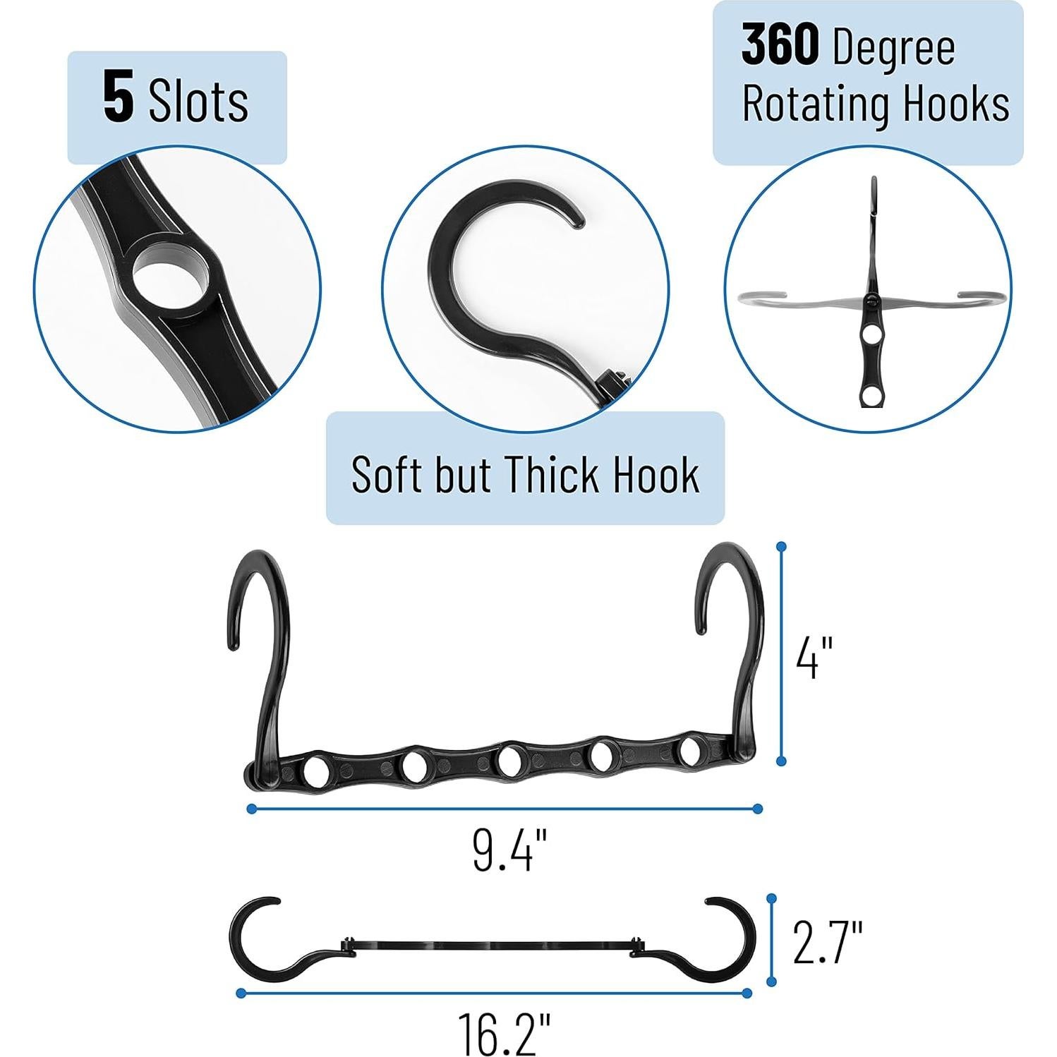 Perchas de plástico Mr. Pen 12 pcs negras ahorradoras de espacio