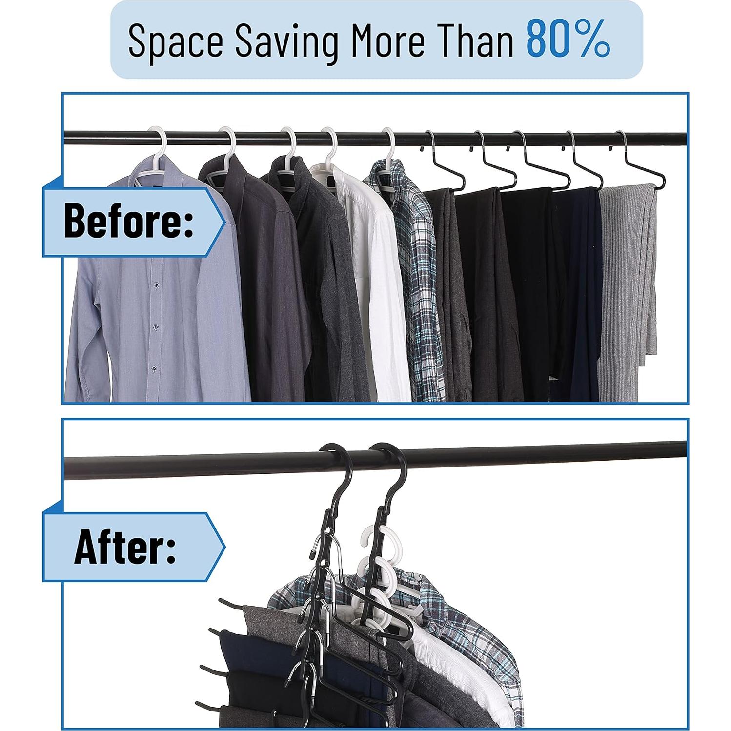 Perchas de plástico Mr. Pen 12 pcs negras ahorradoras de espacio