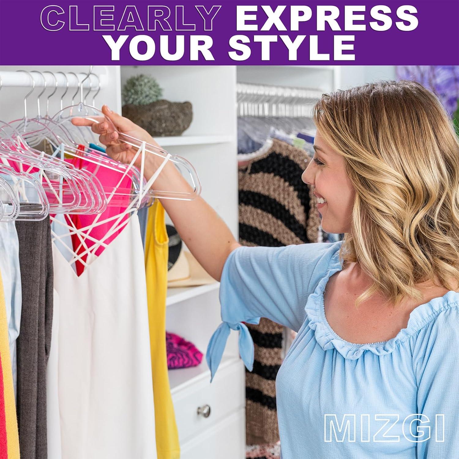 Perchas de Plástico Transparentes MIZGI 20-Pack Ultra Delgadas