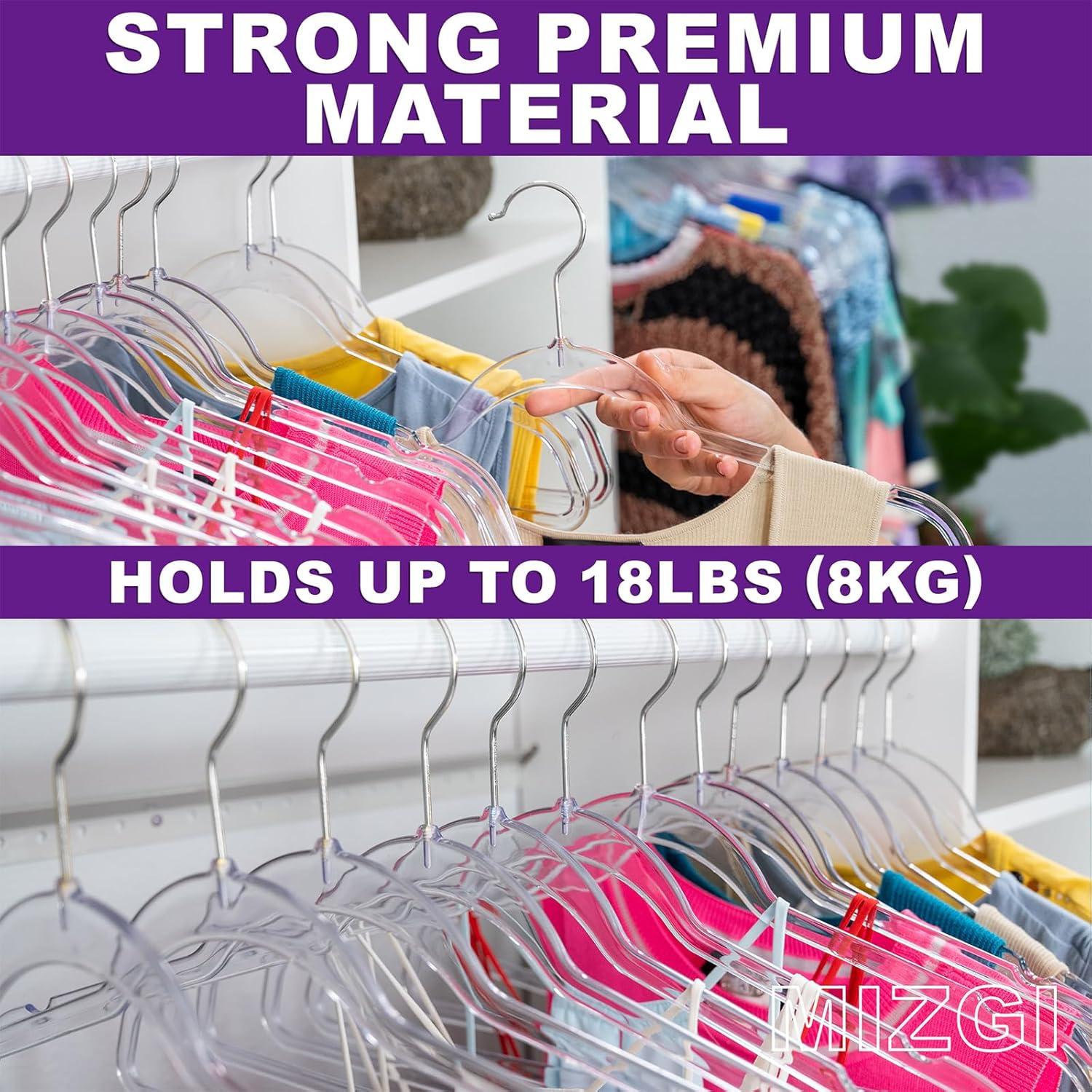 Perchas de Plástico Transparentes MIZGI 20-Pack Ultra Delgadas