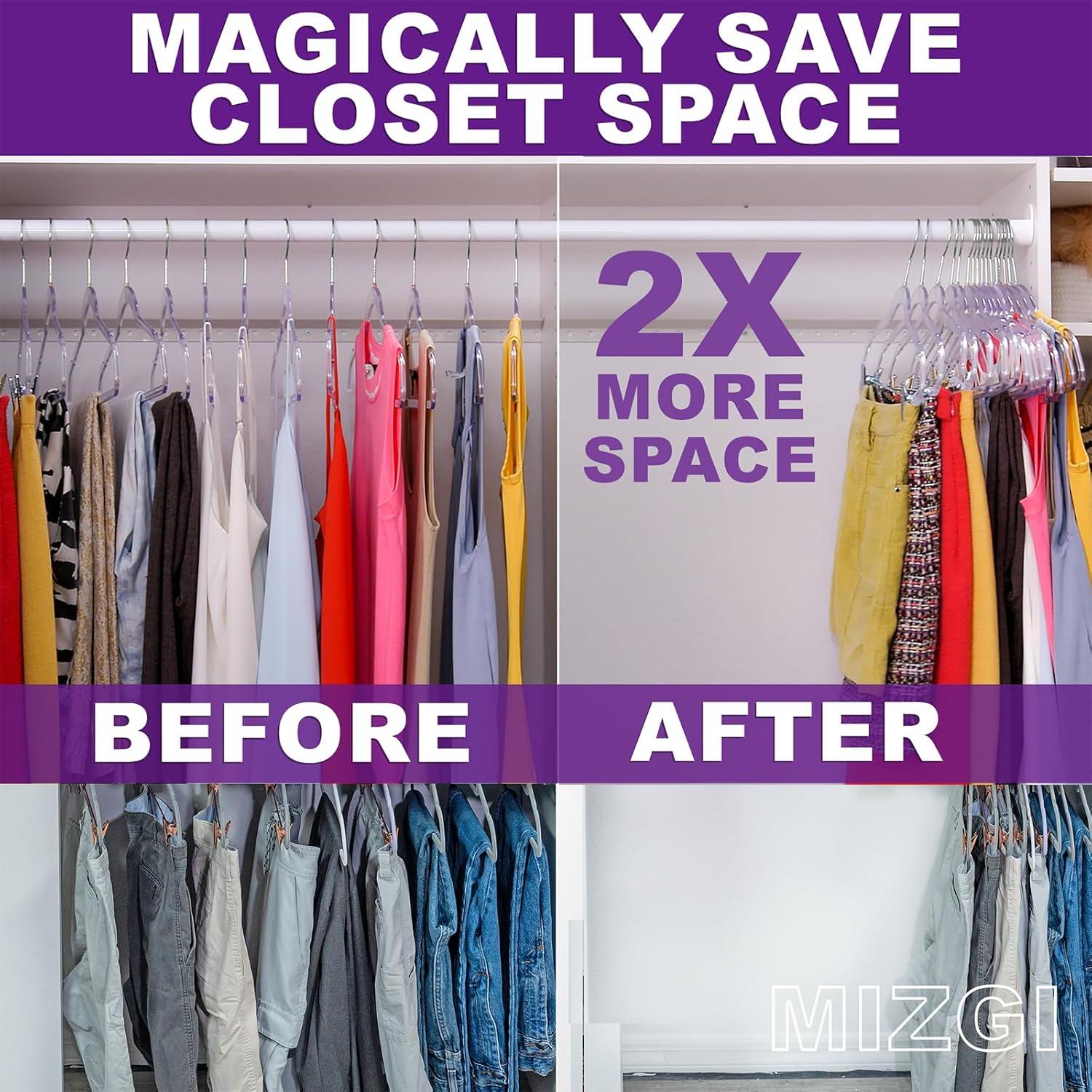 Perchas de Plástico Transparentes MIZGI 20-Pack Ultra Delgadas