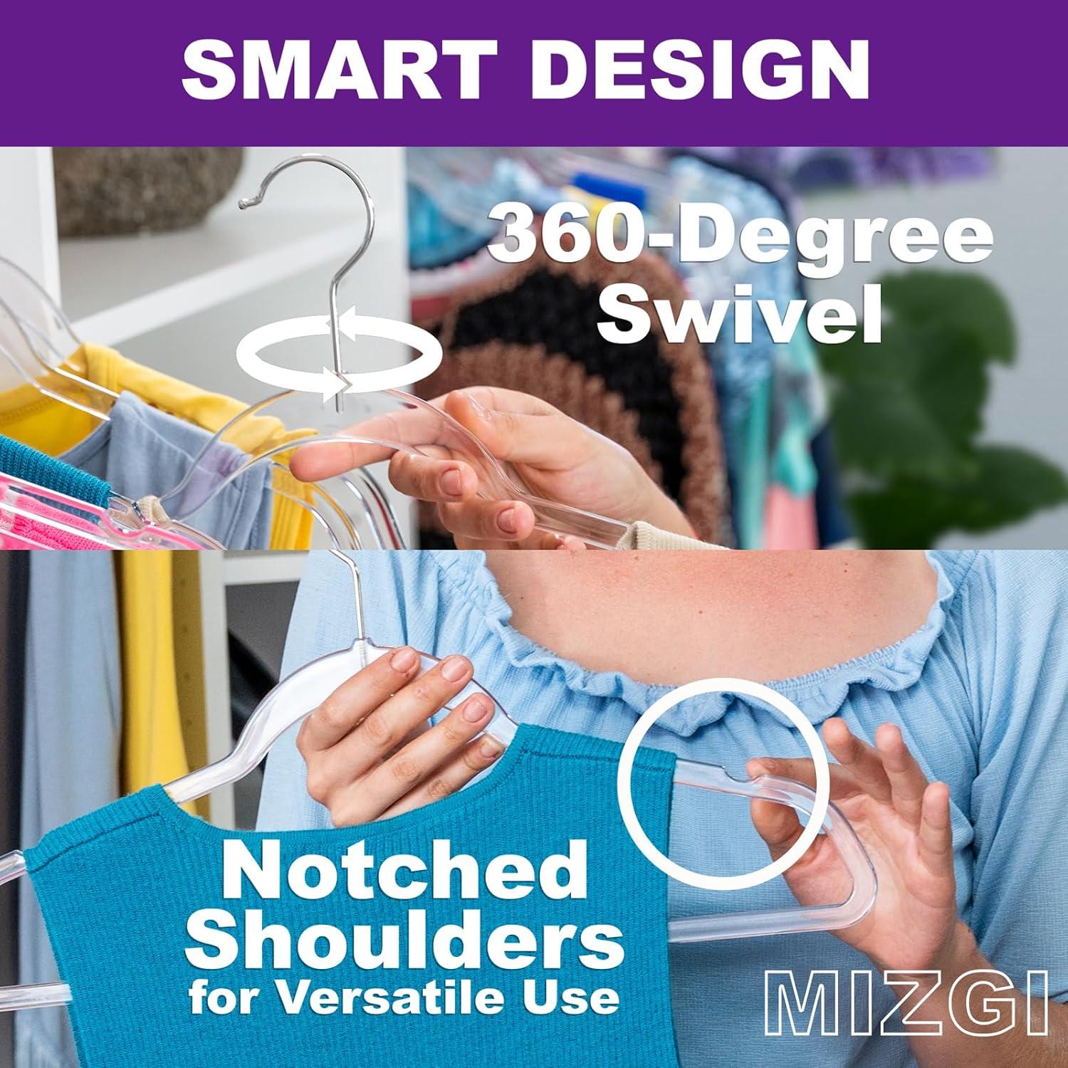 Perchas de Plástico Transparentes MIZGI 20-Pack Ultra Delgadas