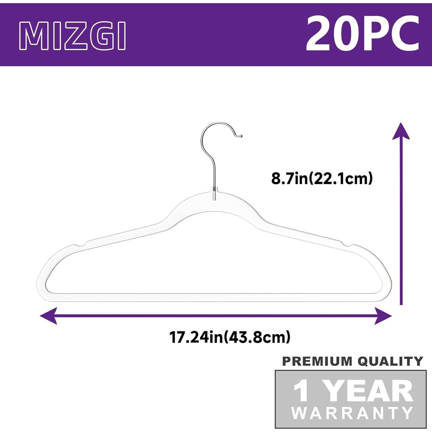 Perchas de Plástico Transparentes MIZGI 20-Pack Ultra Delgadas