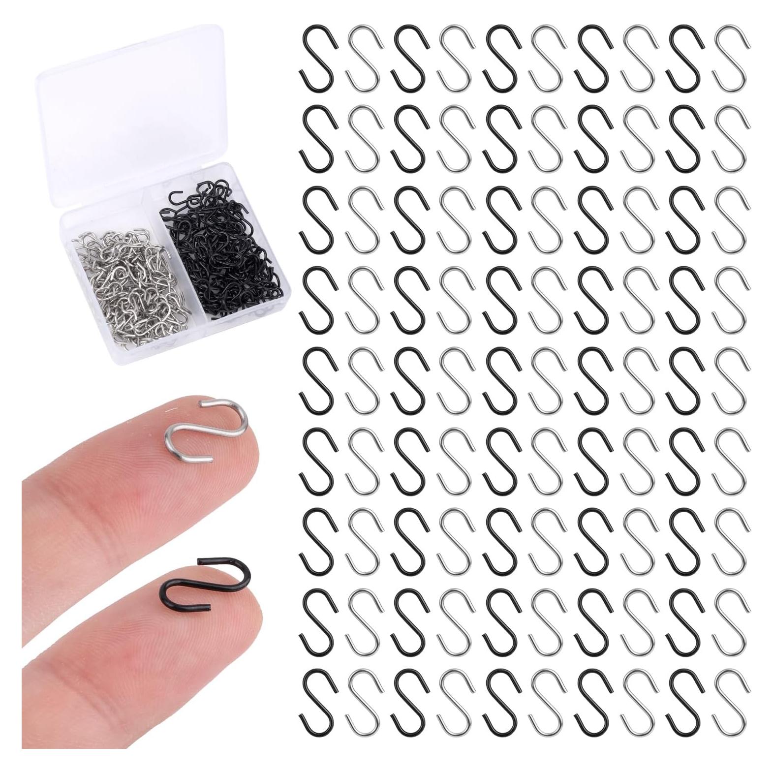 200 Ganchos S Mini de Acero Inoxidable Gosknor 1.3x0.9cm