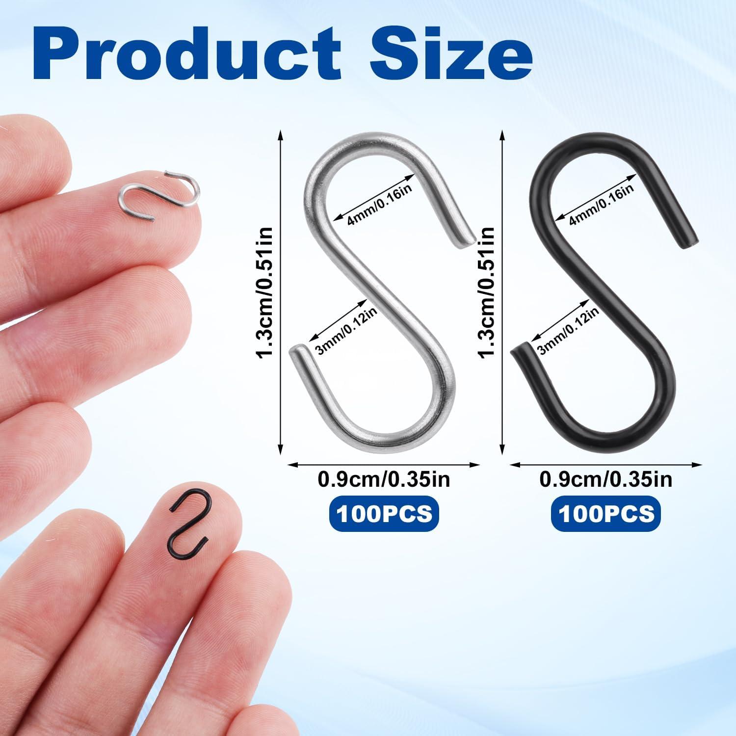 200 Ganchos S Mini de Acero Inoxidable Gosknor 1.3x0.9cm