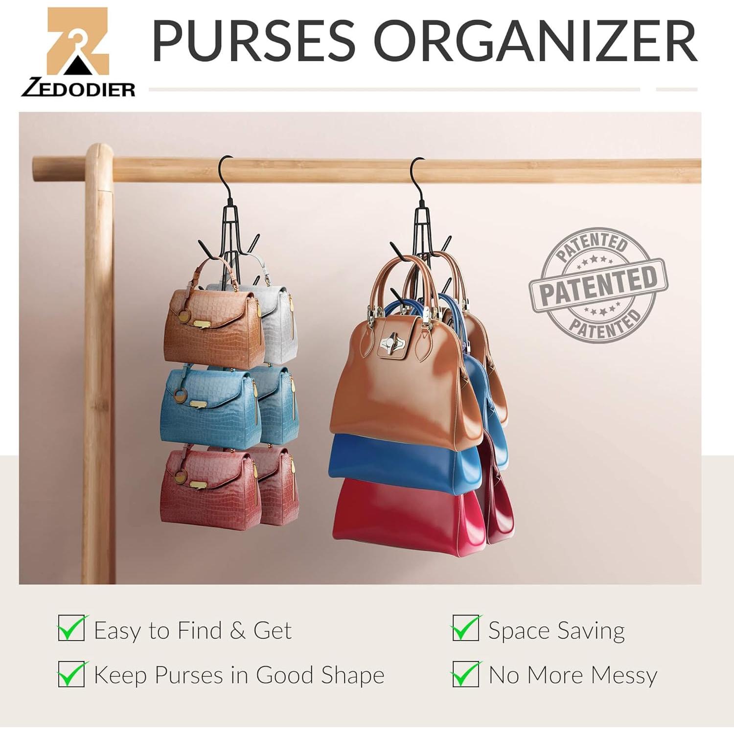 Organizador de Bolsos ZEDODIER 4 Paquete Metal Negro Ahorra Espacio