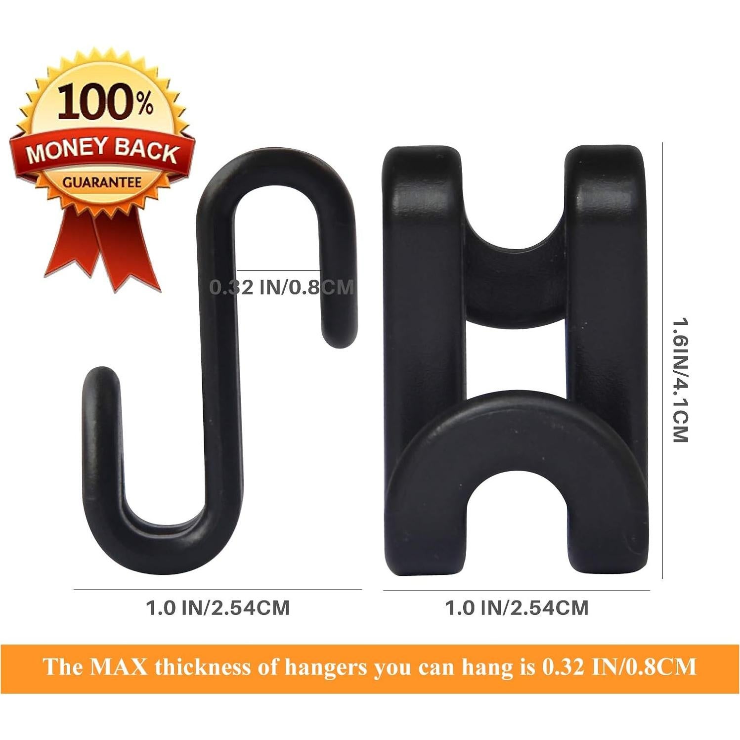 Ganchos Conectores para Perchas FREZON 60 Pcs Negro Ahorro Espacio