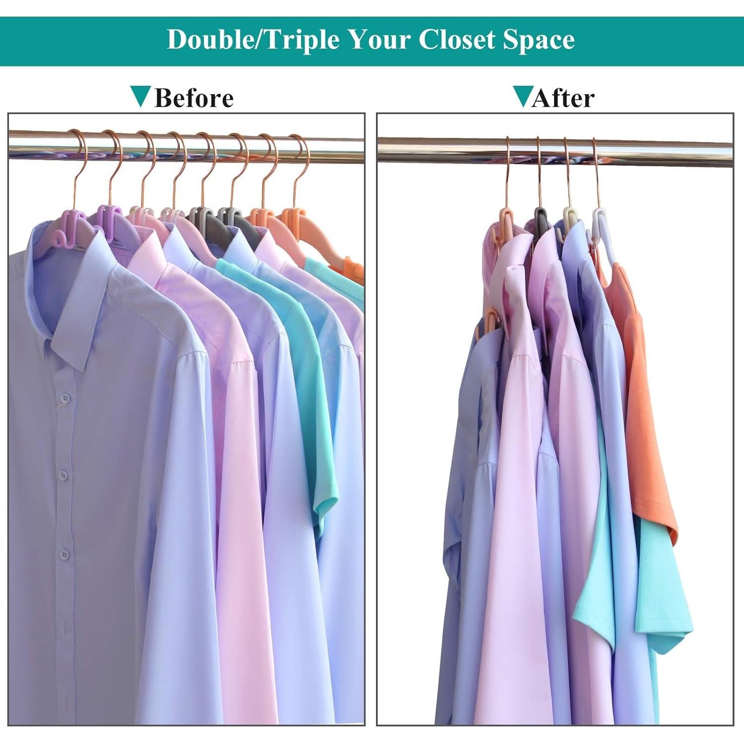 Ganchos Conectores para Perchas FREZON 60 Pcs Negro Ahorro Espacio