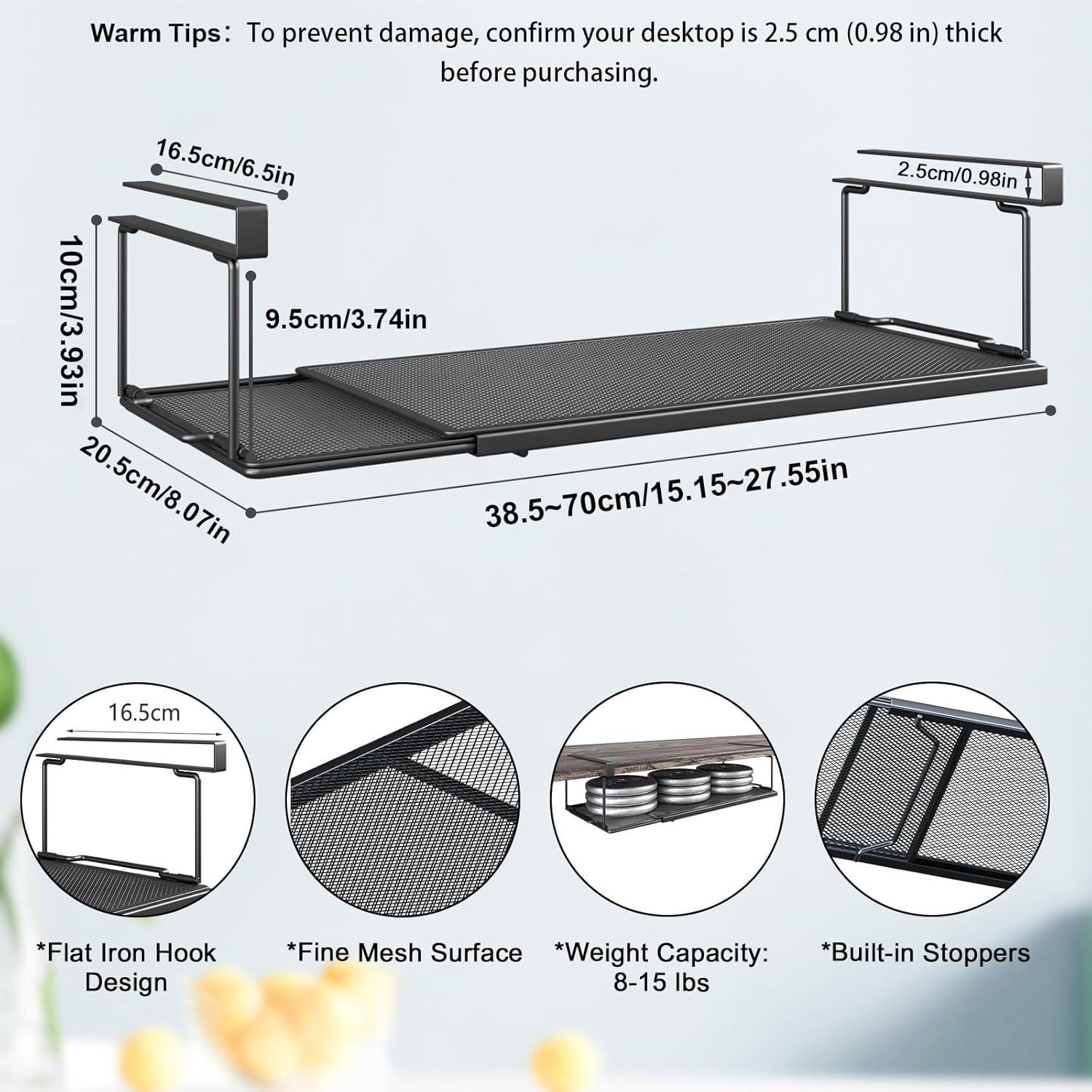 Organizador Expandible ROLIZOE para Gabinete Negro 38.4-69.9 cm