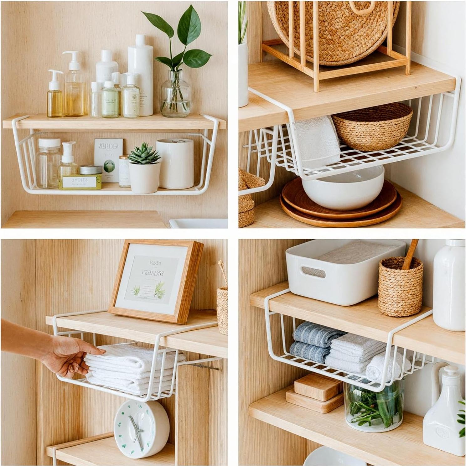 Cestas de Almacenamiento Pafeooui - Paquete de 4 Blancas para Gabinete