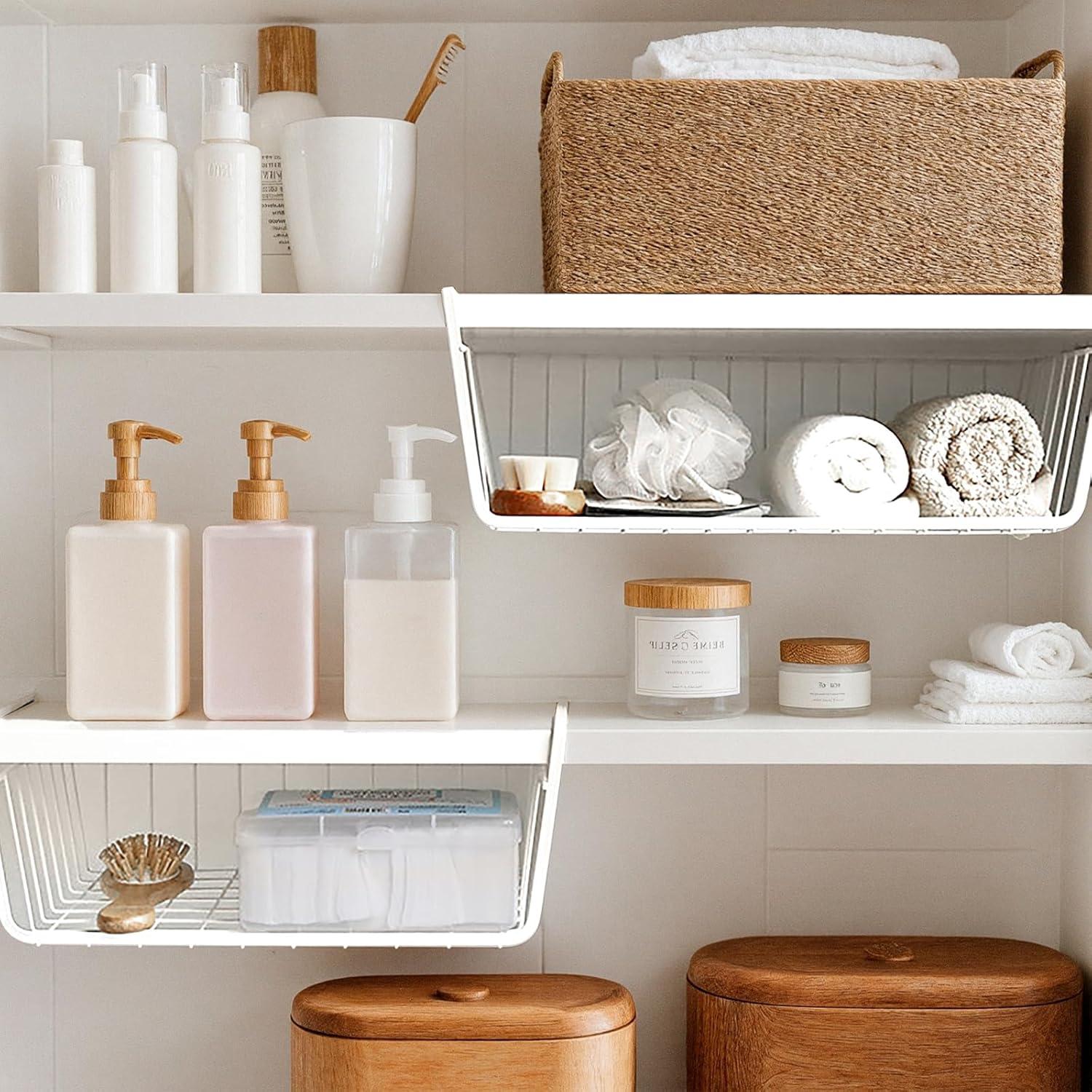 Cestas de Almacenamiento Pafeooui - Paquete de 4 Blancas para Gabinete