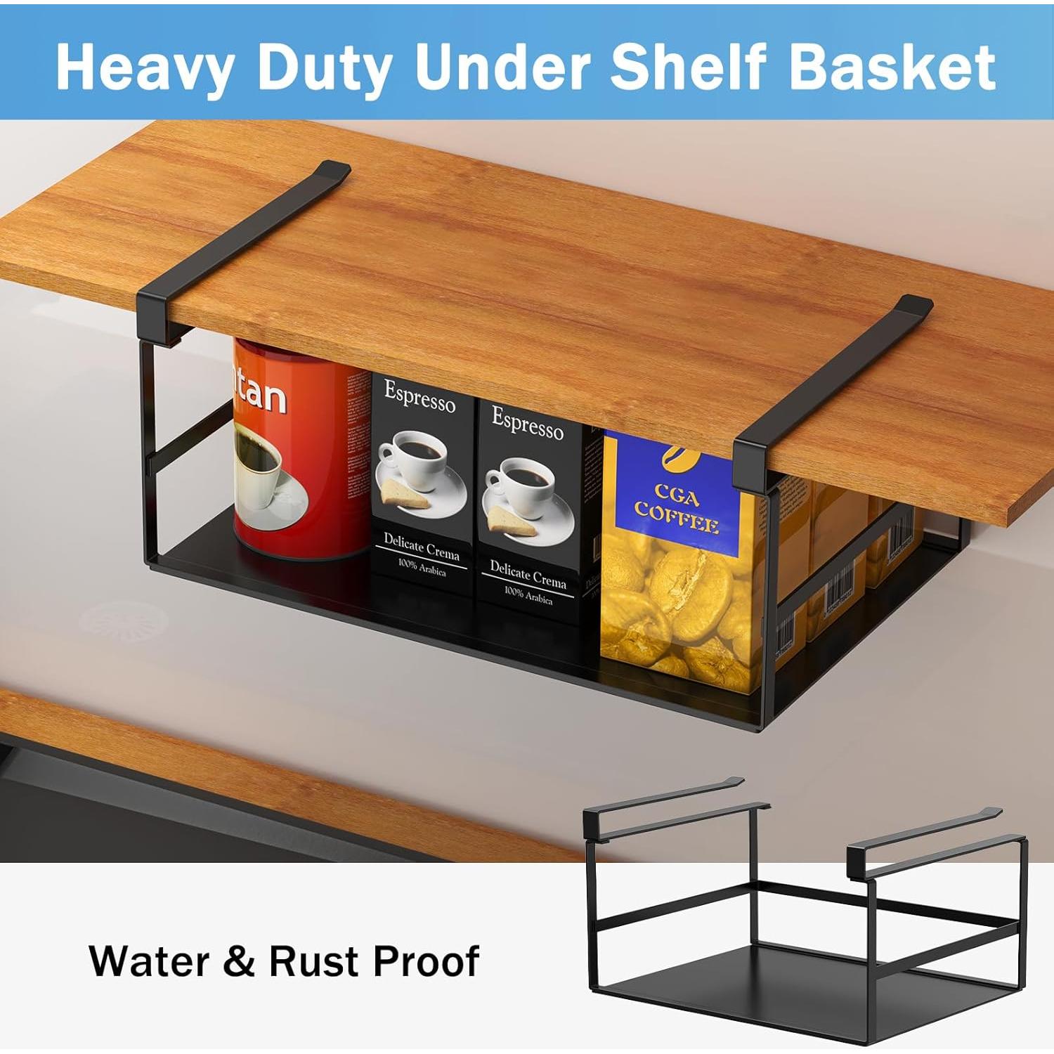 Cesta de Almacenamiento Bajo Estante Fengone - 2 Paquetes Negros